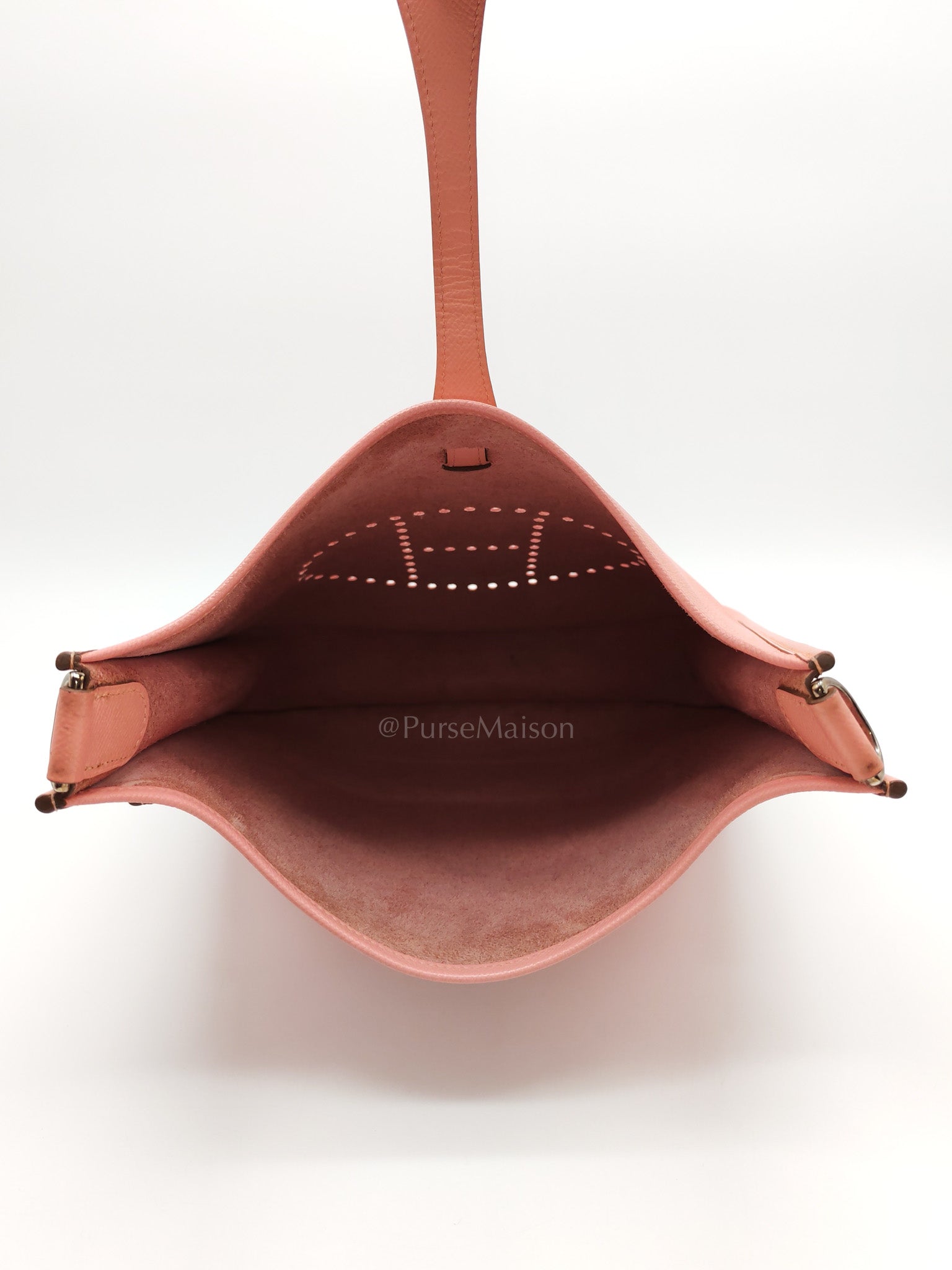 Evelyne PM in Pink Epsom Leather & Palladium Hardware Stamp T(2015) | Purse Maison Luxury Bags Shop
