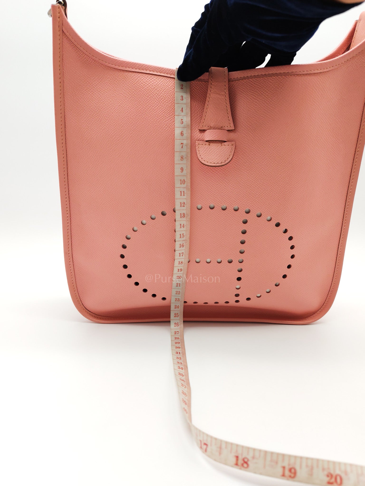 Evelyne PM in Pink Epsom Leather & Palladium Hardware Stamp T(2015) | Purse Maison Luxury Bags Shop
