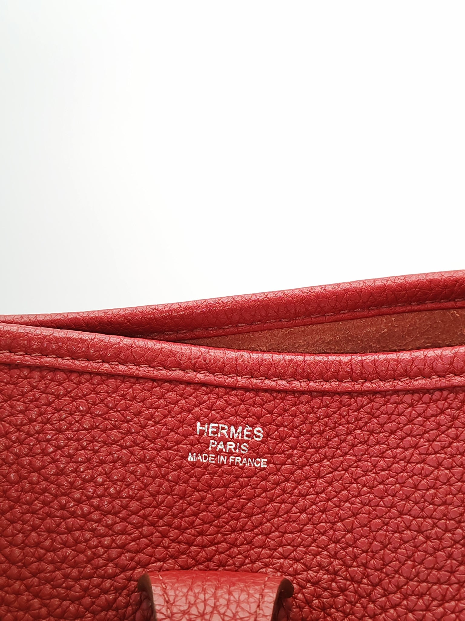 Evelyne PM Red Celemence Leather and Palladium Hardware Stamp R Square (2014) | Purse Maison Luxury Bags Shop