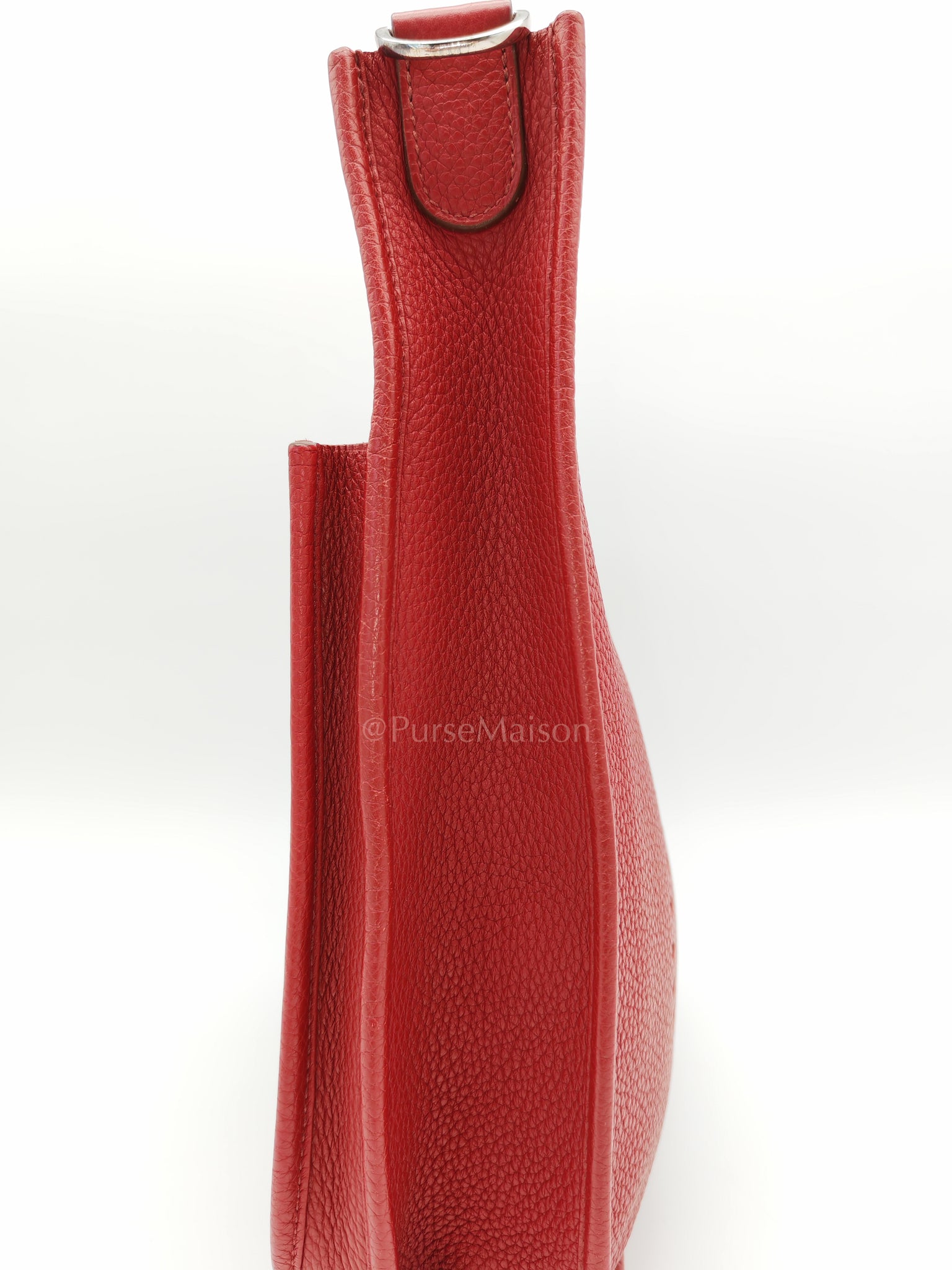 Evelyne PM Red Celemence Leather and Palladium Hardware Stamp R Square (2014) | Purse Maison Luxury Bags Shop
