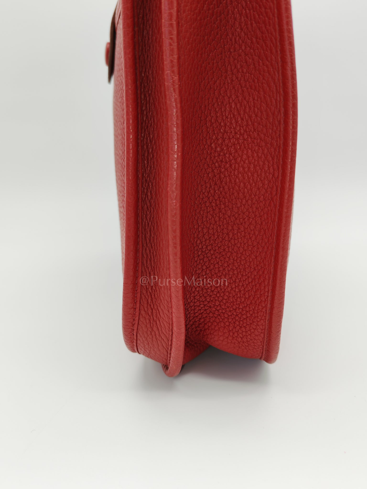 Evelyne PM Red Celemence Leather and Palladium Hardware Stamp R Square (2014) | Purse Maison Luxury Bags Shop