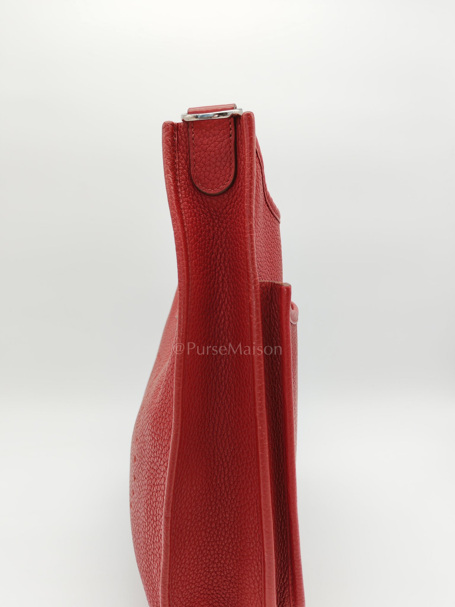 Evelyne PM Red Celemence Leather and Palladium Hardware Stamp R Square (2014) | Purse Maison Luxury Bags Shop