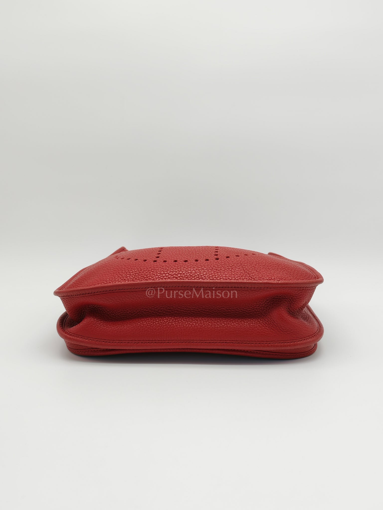 Evelyne PM Red Celemence Leather and Palladium Hardware Stamp R Square (2014) | Purse Maison Luxury Bags Shop