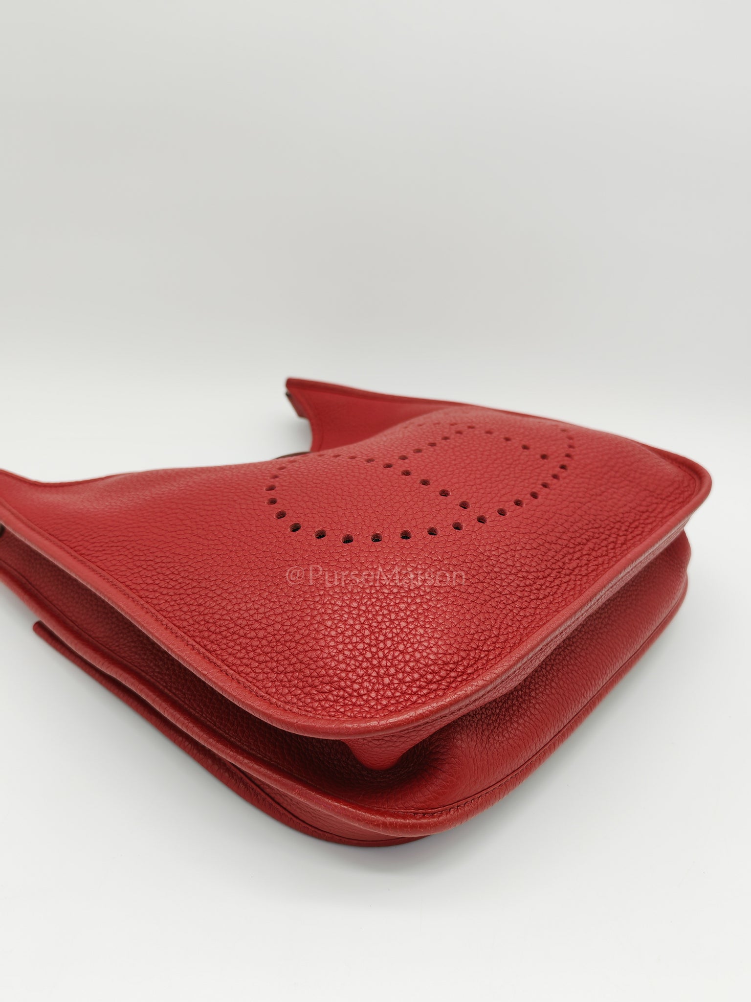 Evelyne PM Red Celemence Leather and Palladium Hardware Stamp R Square (2014) | Purse Maison Luxury Bags Shop