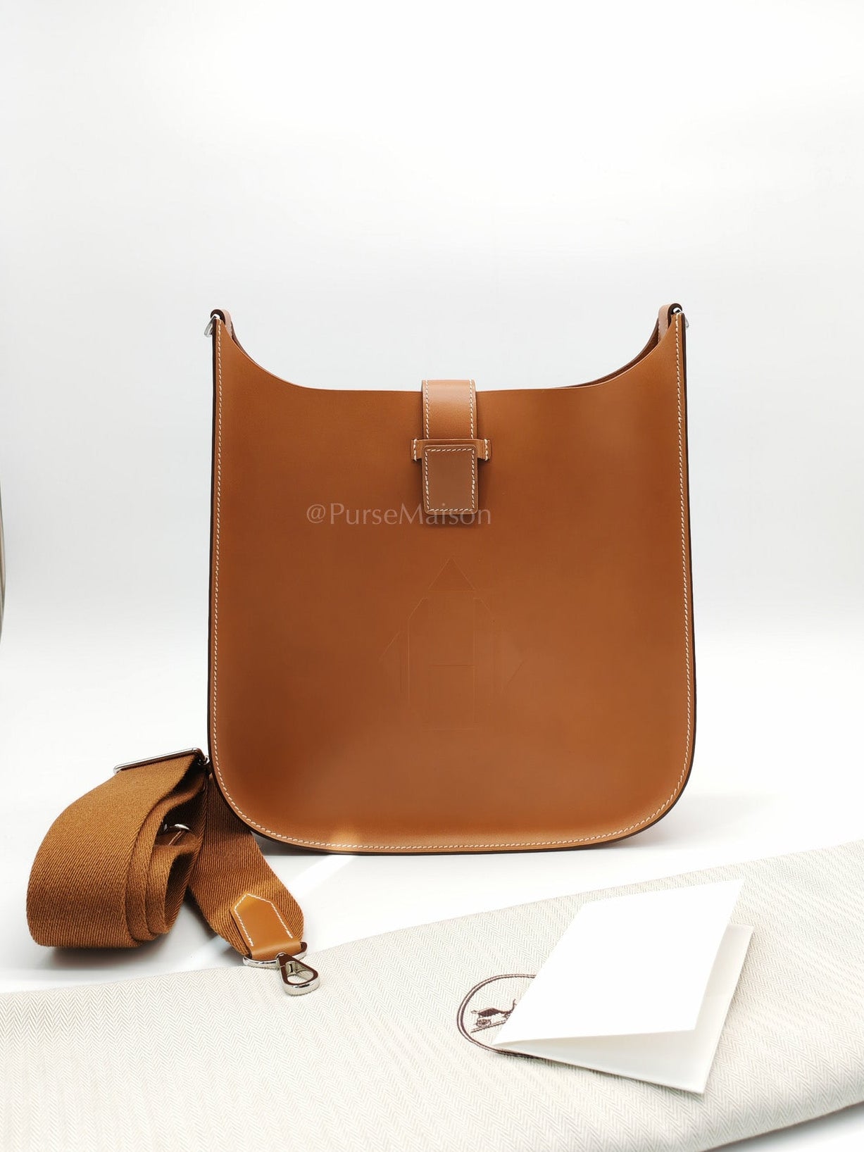 Evelyne PM Sellier in Gold Vache Hunter Leather and Palladium Hardware Stamp A (2017) | Purse Maison Luxury Bags Shop