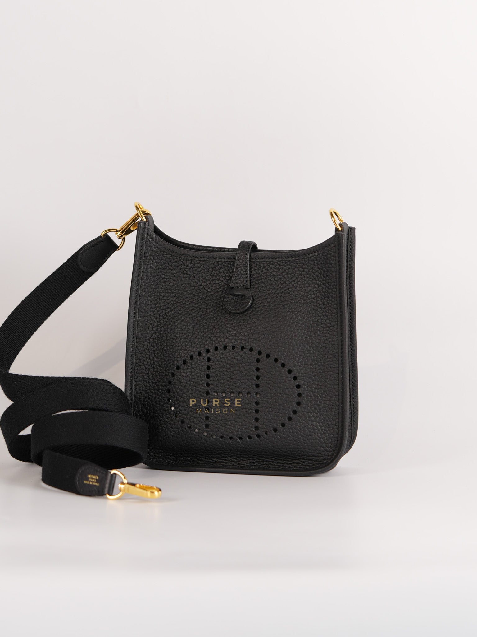 Evelyne TPM Black Clemence Leather in Gold Hardware Stamp D (2019) | Purse Maison Luxury Bags Shop
