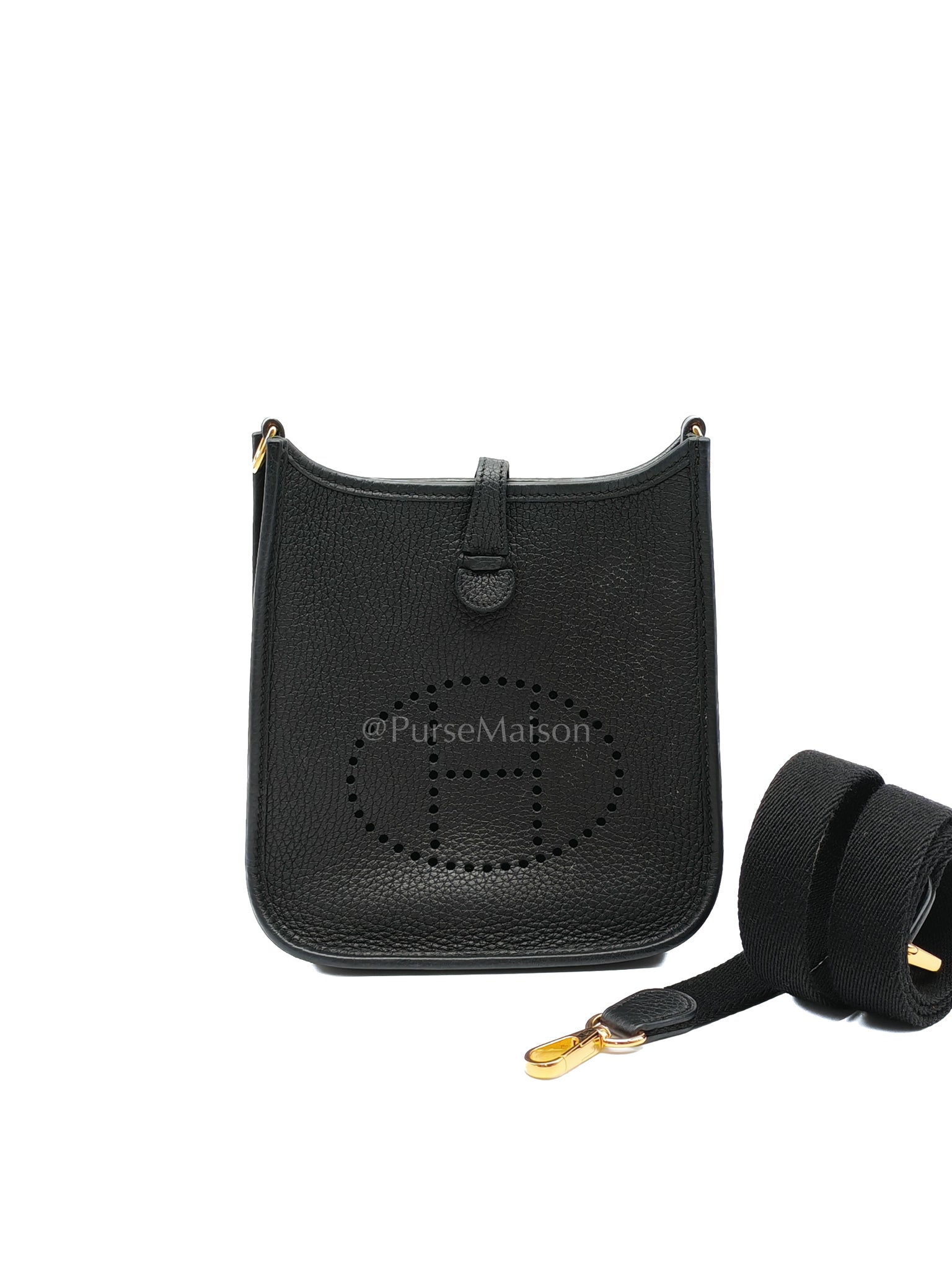 Evelyne TPM Black in Clemence Leather and Gold Hardware Stamp Z (2021) | Purse Maison Luxury Bags Shop