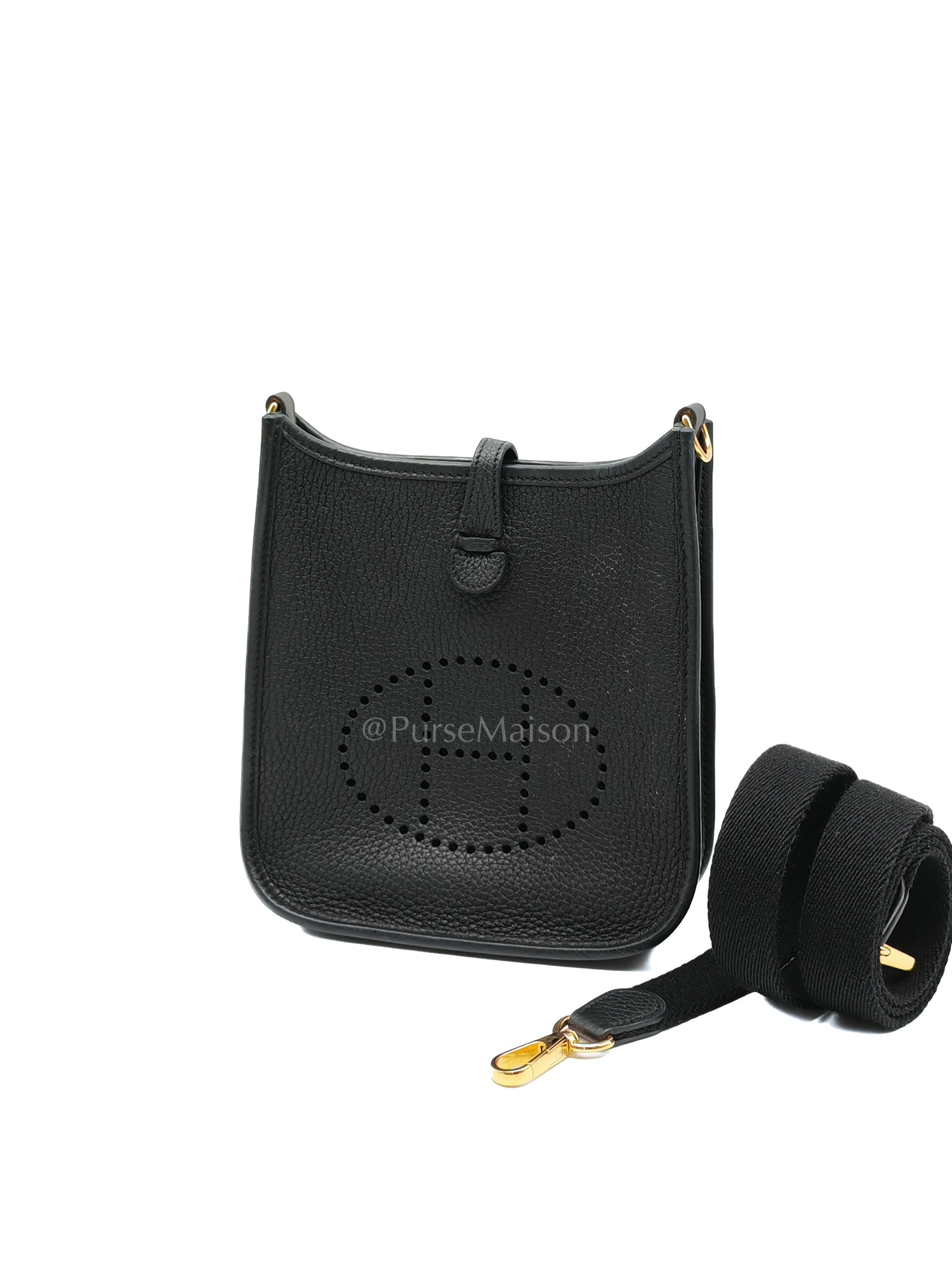 Evelyne TPM Black in Clemence Leather and Gold Hardware Stamp Z (2021) | Purse Maison Luxury Bags Shop