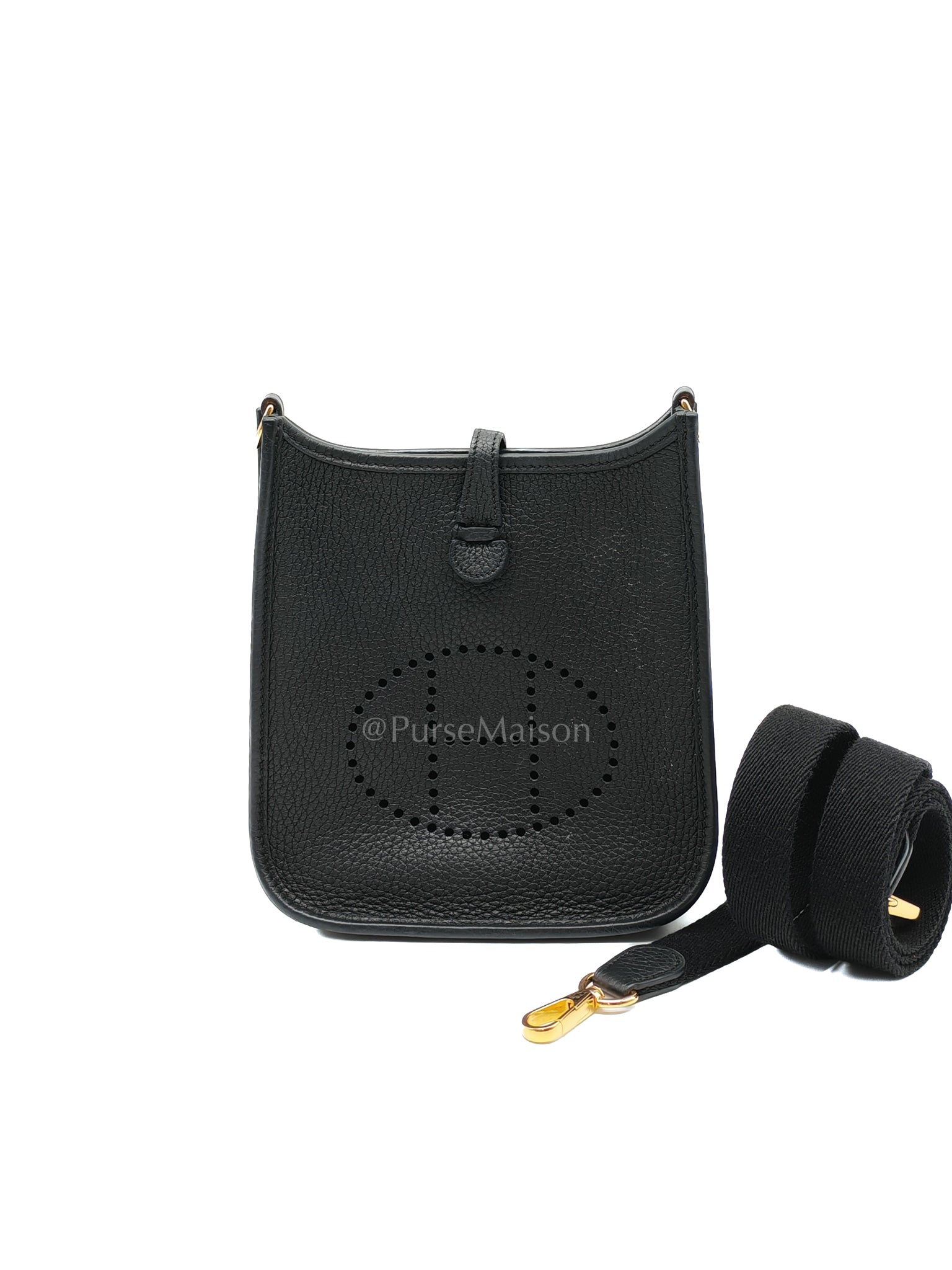 Evelyne TPM Black in Clemence Leather and Gold Hardware Stamp Z (2021) | Purse Maison Luxury Bags Shop