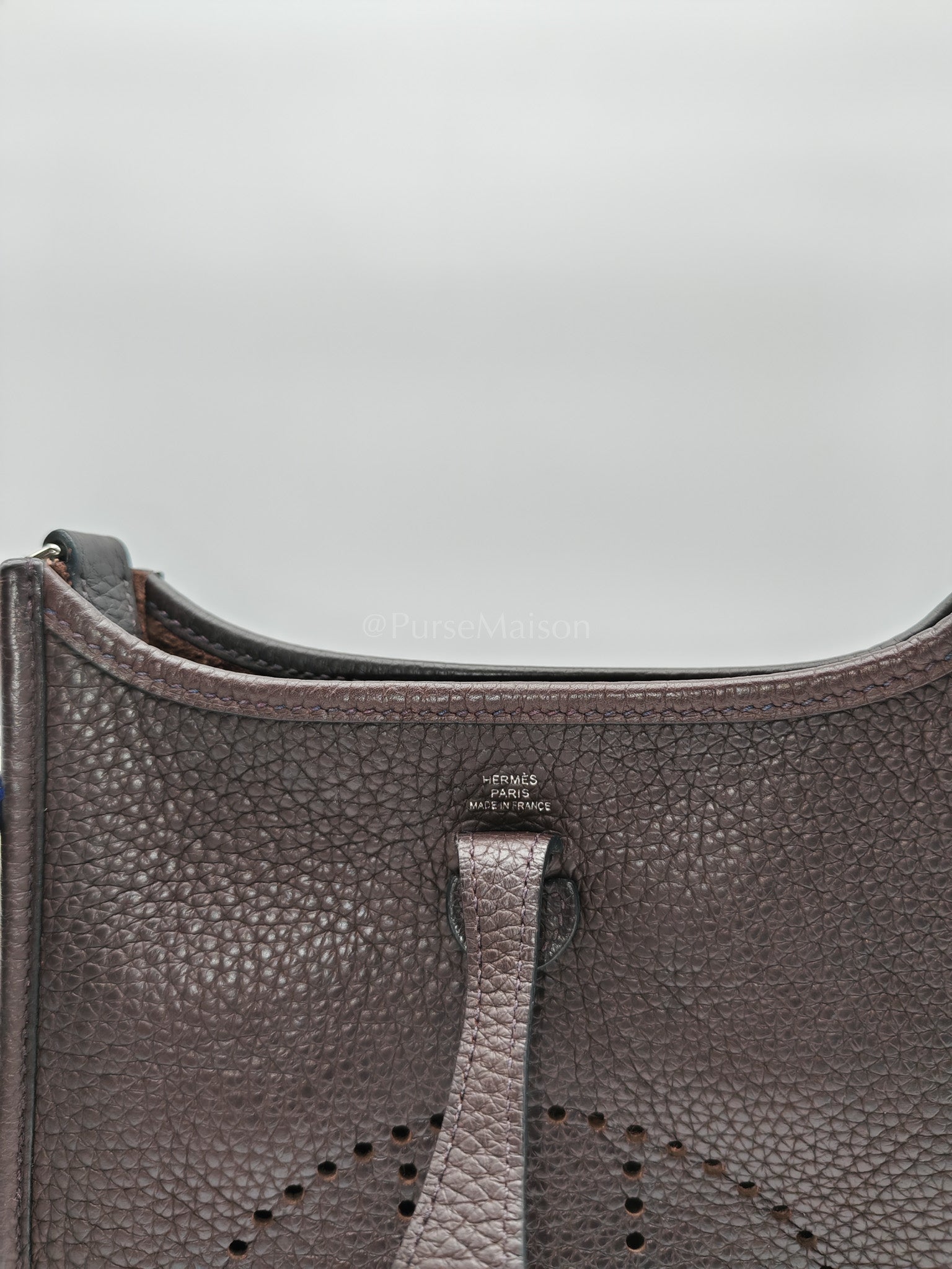 Evelyne TPM Ebene Clemence Leather in Palladium Hardware and Multicolor Maxi Quadrille Strap Stamp U (2022) | Purse Maison Luxury Bags Shop