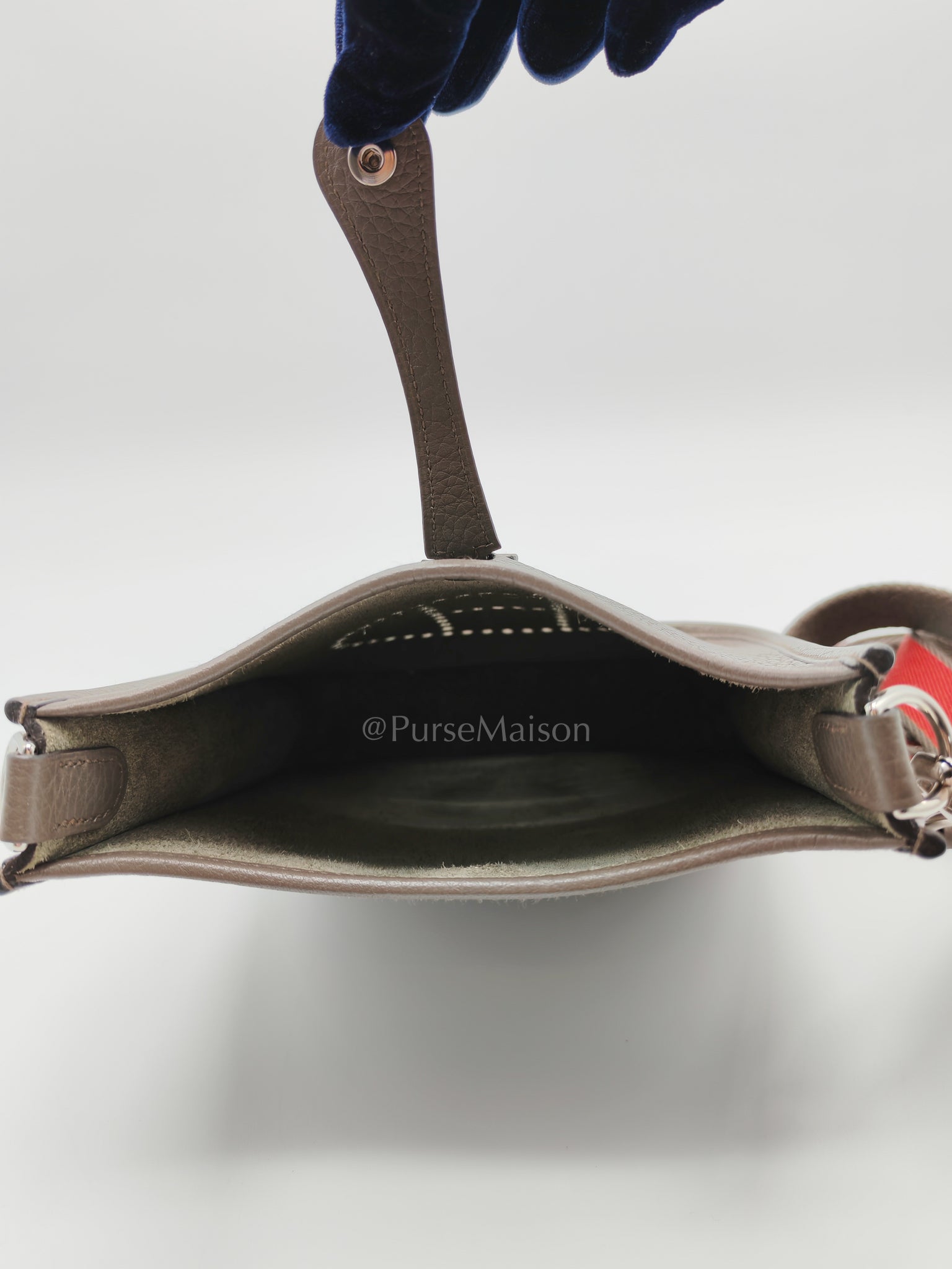 Evelyne TPM Etain in Clemence Leather and Palladium Hardware Bi-color Strap Stamp T (2015) | Purse Maison Luxury Bags Shop