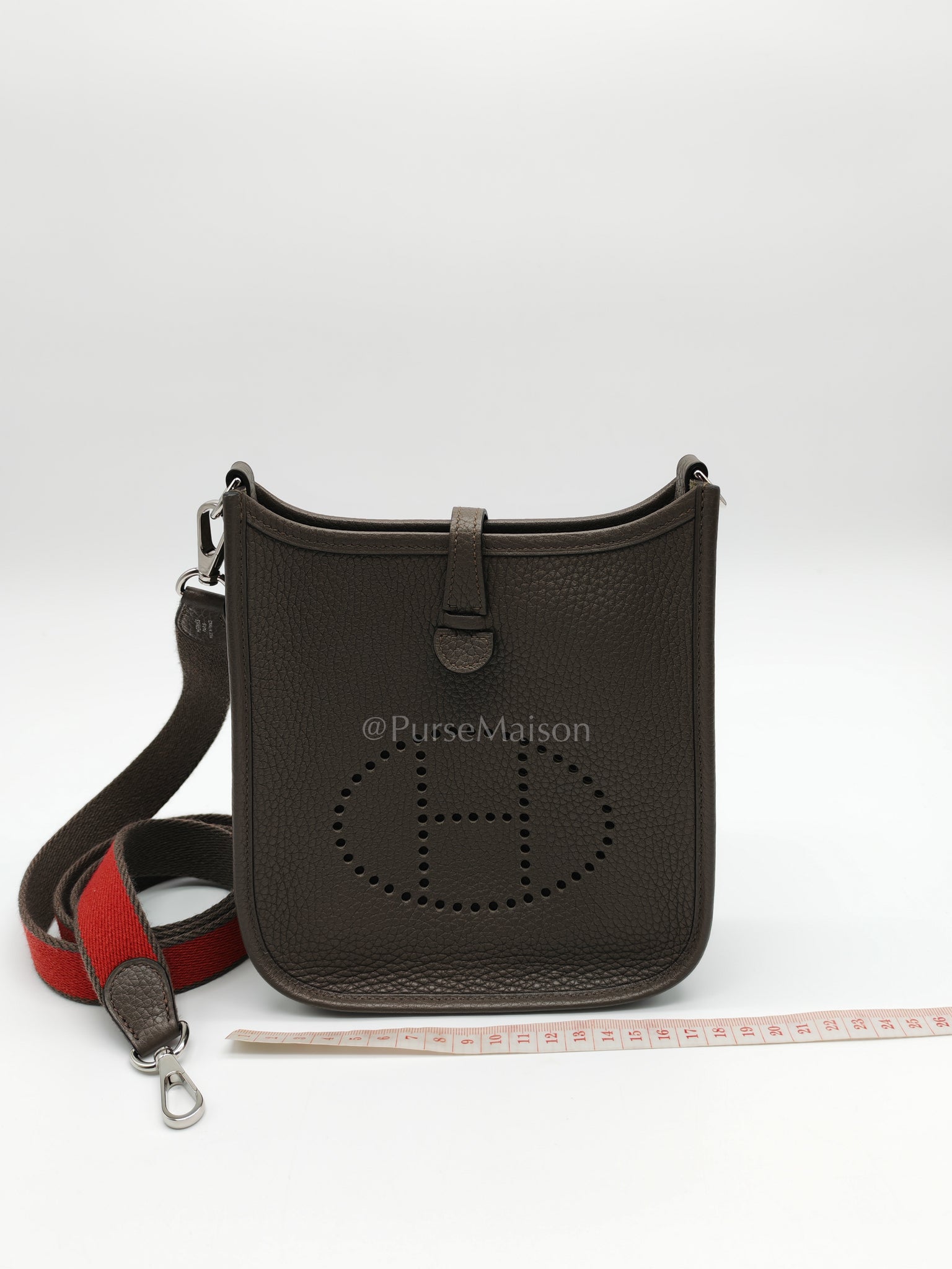 Evelyne TPM Etain in Clemence Leather and Palladium Hardware Bi-color Strap Stamp T (2015) | Purse Maison Luxury Bags Shop