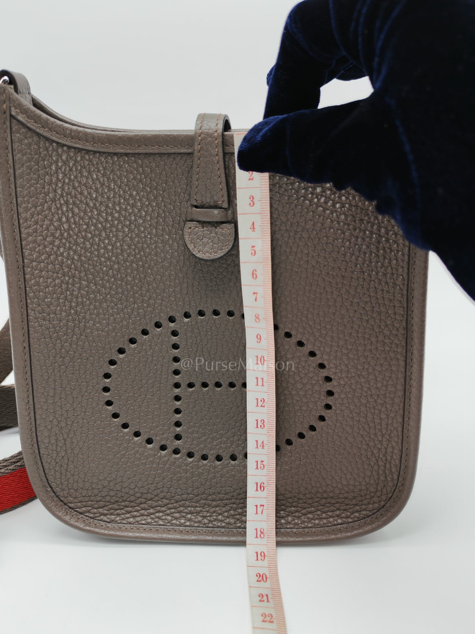 Evelyne TPM Etain in Clemence Leather and Palladium Hardware Bi-color Strap Stamp T (2015) | Purse Maison Luxury Bags Shop