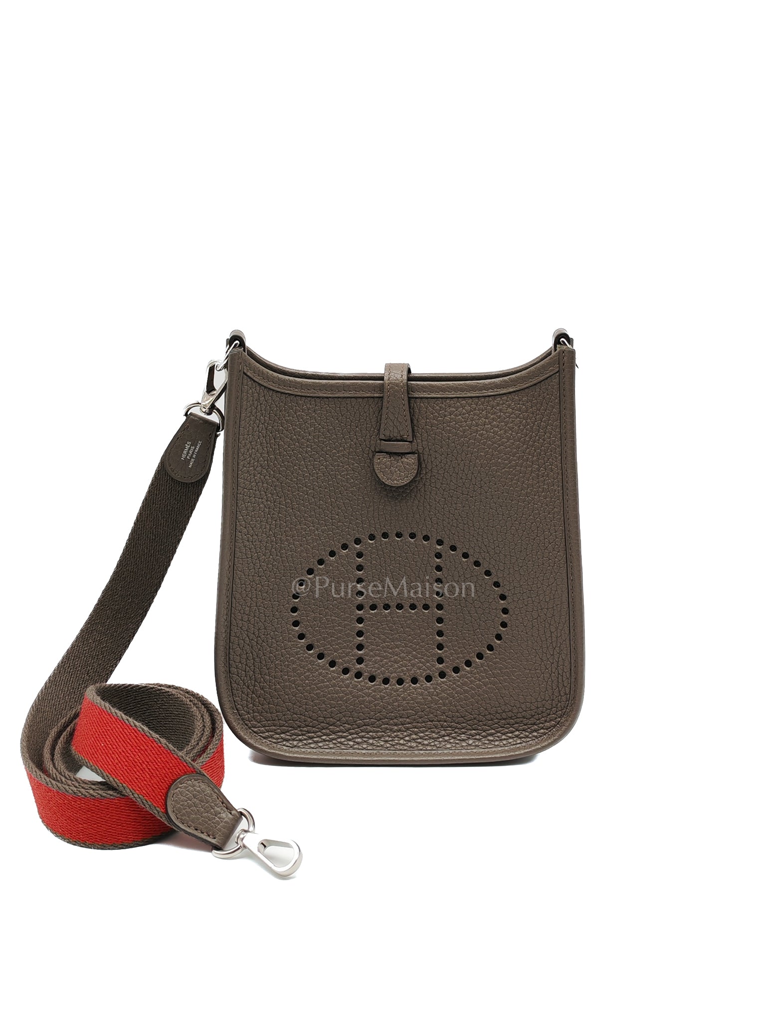 Evelyne TPM Etain in Clemence Leather and Palladium Hardware Bi-color Strap Stamp T (2015) | Purse Maison Luxury Bags Shop