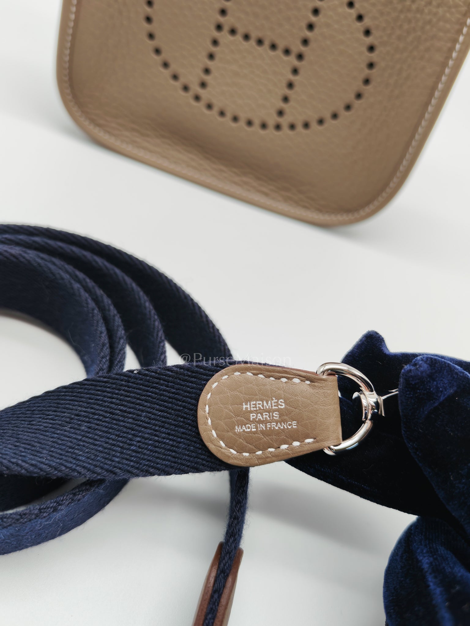 Evelyne TPM Etoupe in Clemence Leather and Palladium Hardware Stamp K (2025) | Purse Maison Luxury Bags Shop