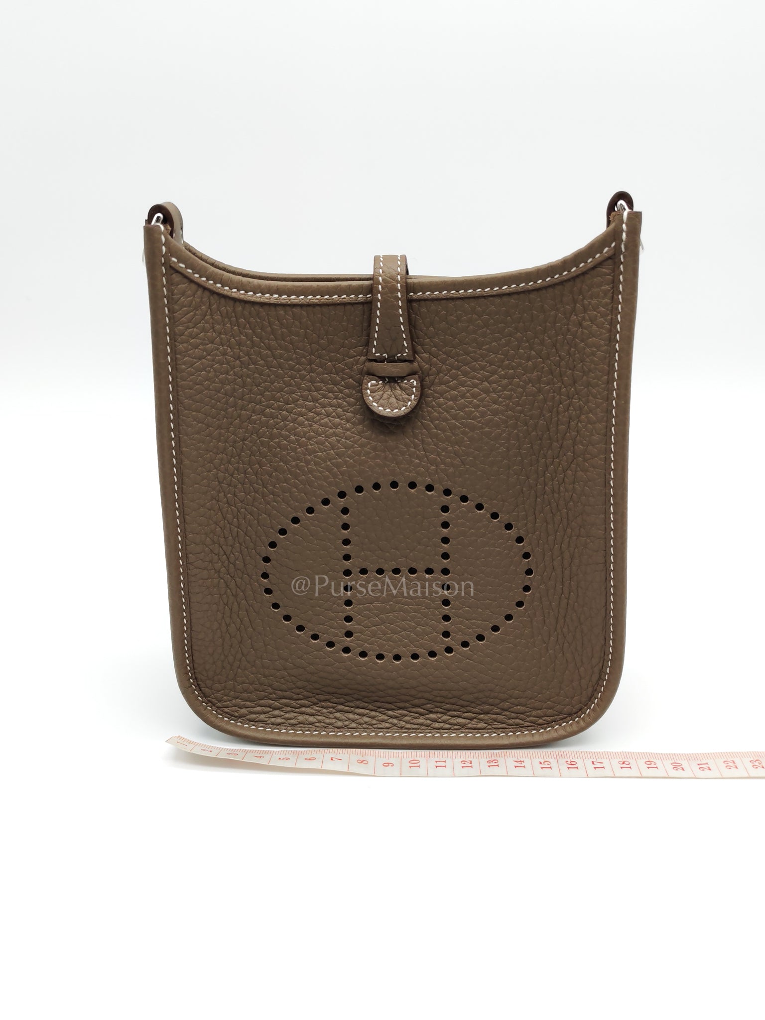 Evelyne TPM Etoupe in Clemence Leather and Palladium Hardware Stamp K (2025) | Purse Maison Luxury Bags Shop