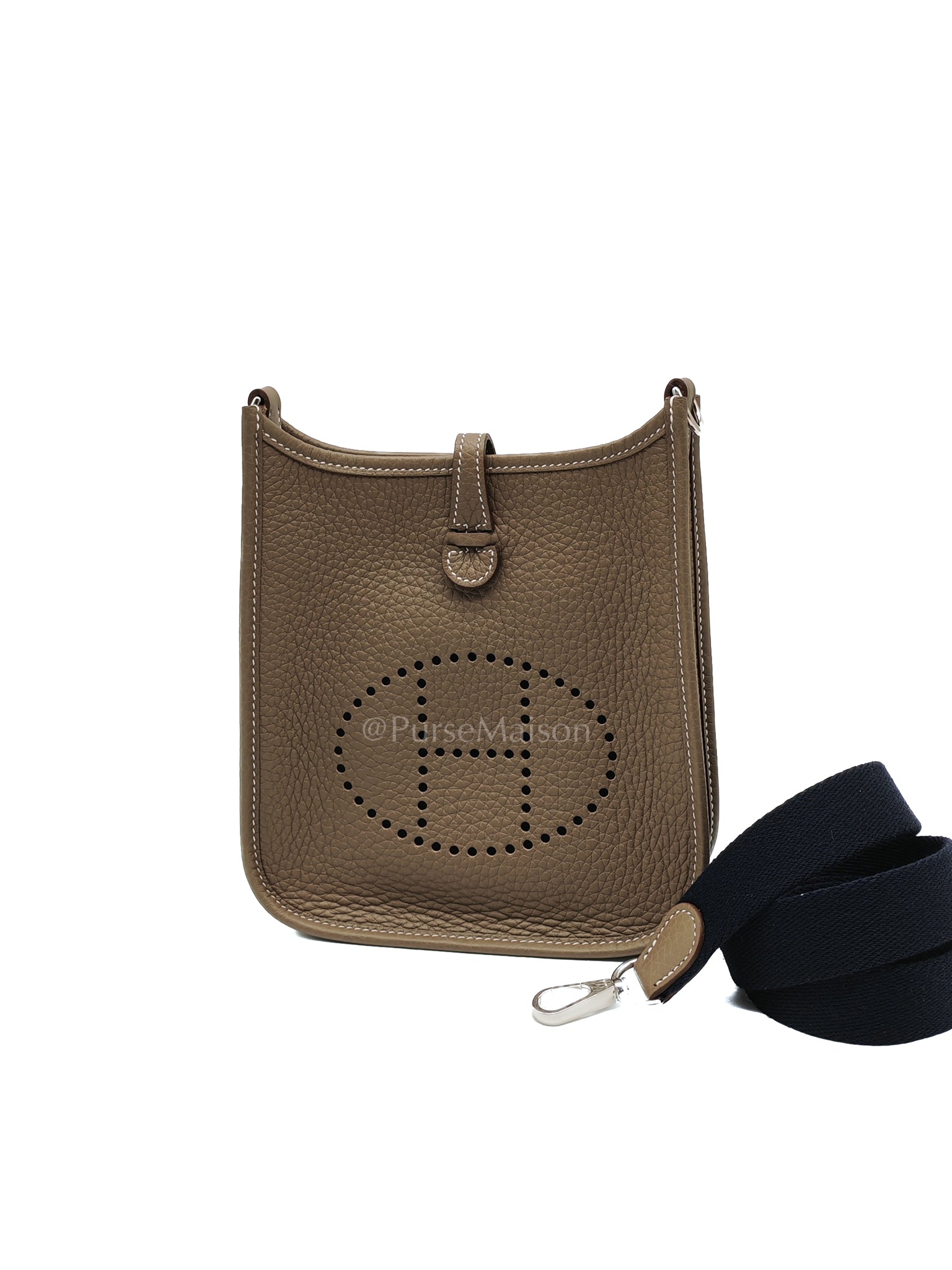 Evelyne TPM Etoupe in Clemence Leather and Palladium Hardware Stamp K (2025) | Purse Maison Luxury Bags Shop