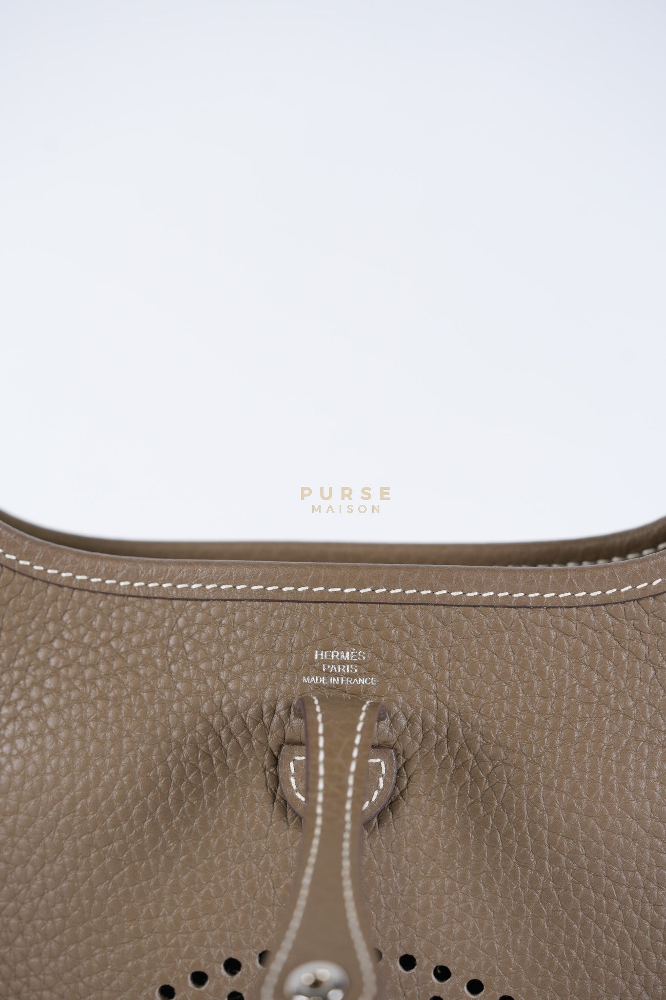 Evelyne TPM Etoupe in Clemence Leather and Palladium Hardware Stamp Y (2020) | Purse Maison Luxury Bags Shop