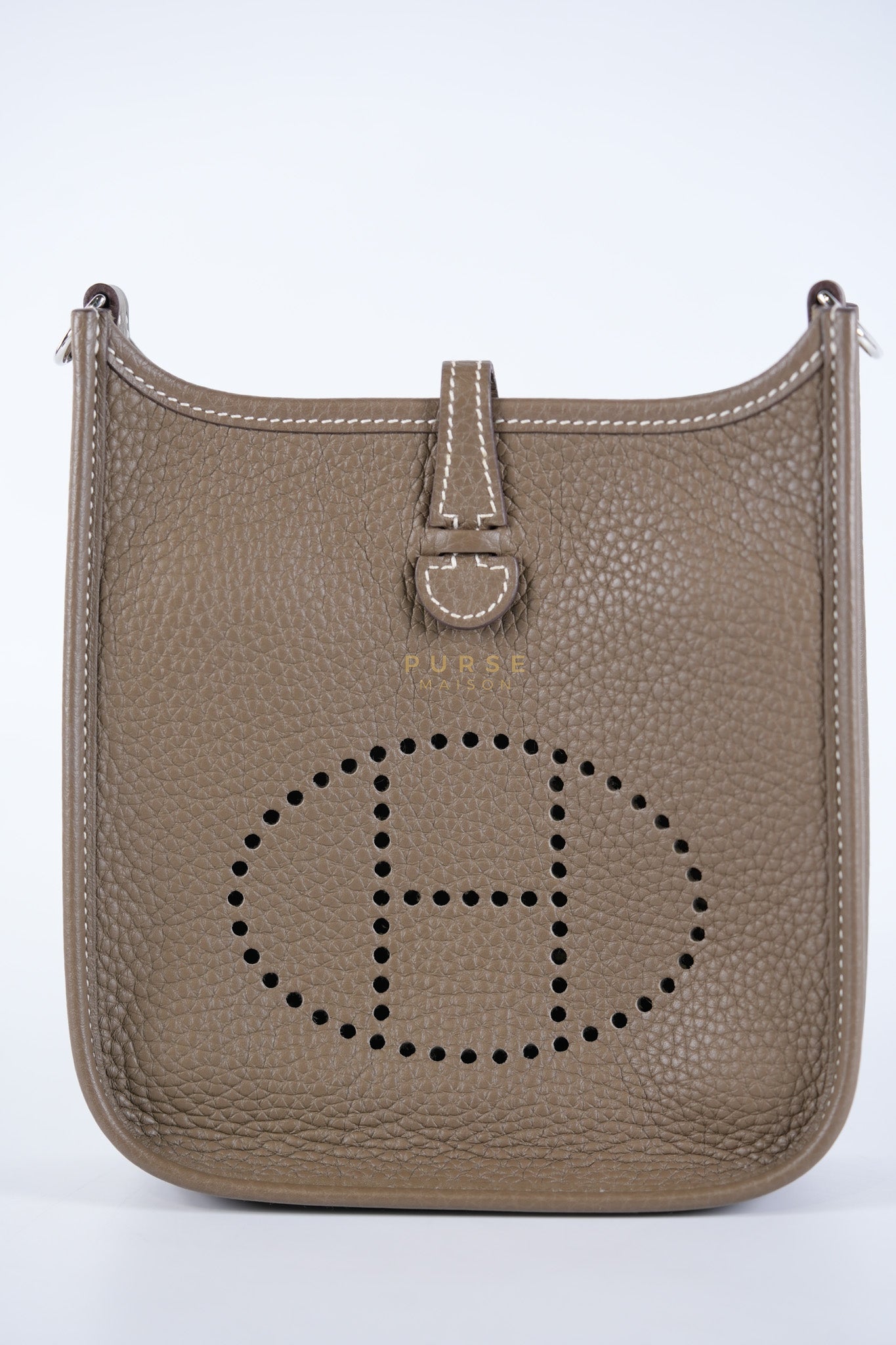 Evelyne TPM Etoupe in Clemence Leather and Palladium Hardware Stamp Y (2020) | Purse Maison Luxury Bags Shop