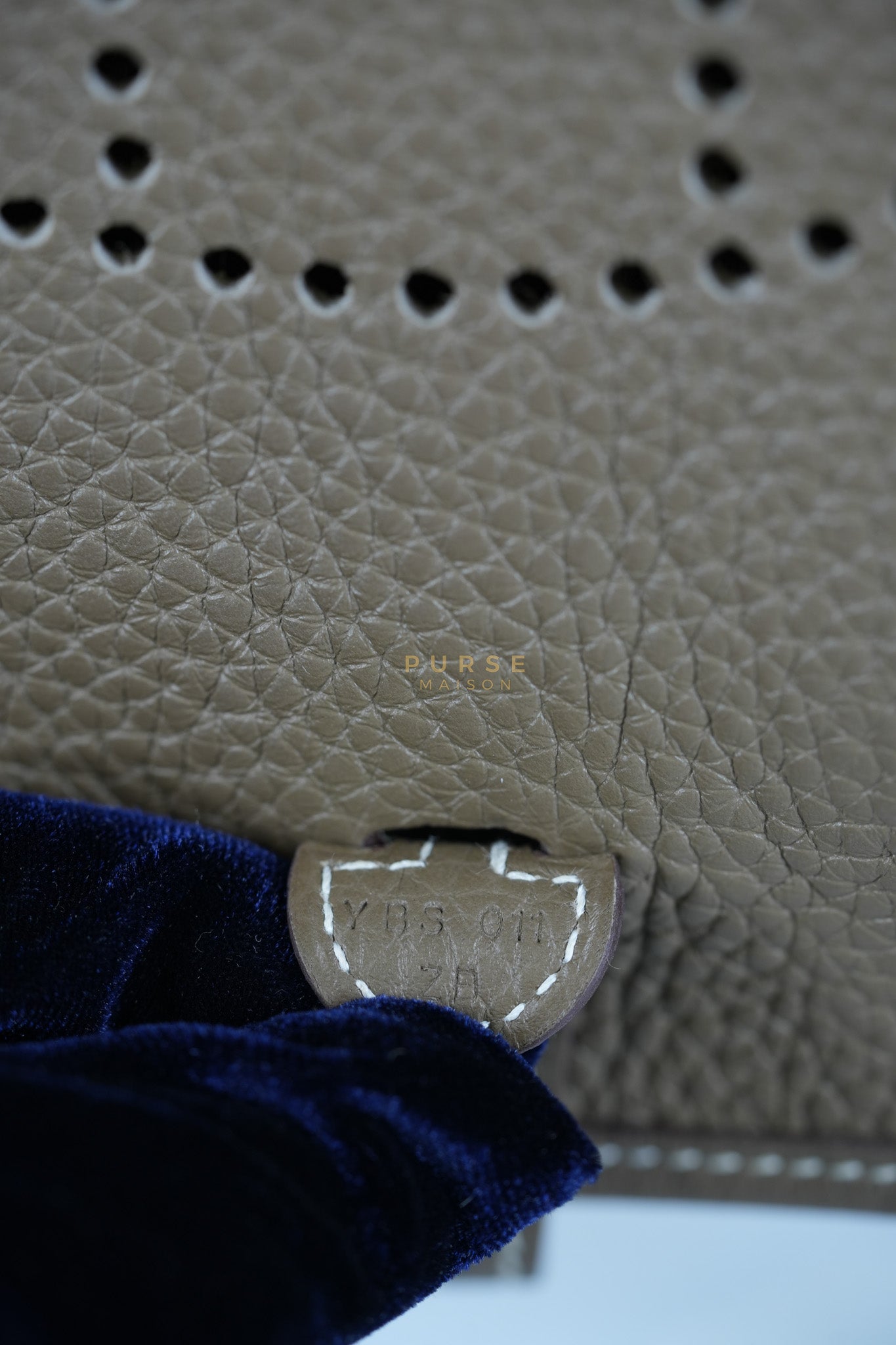 Evelyne TPM Etoupe in Clemence Leather and Palladium Hardware Stamp Y (2020) | Purse Maison Luxury Bags Shop