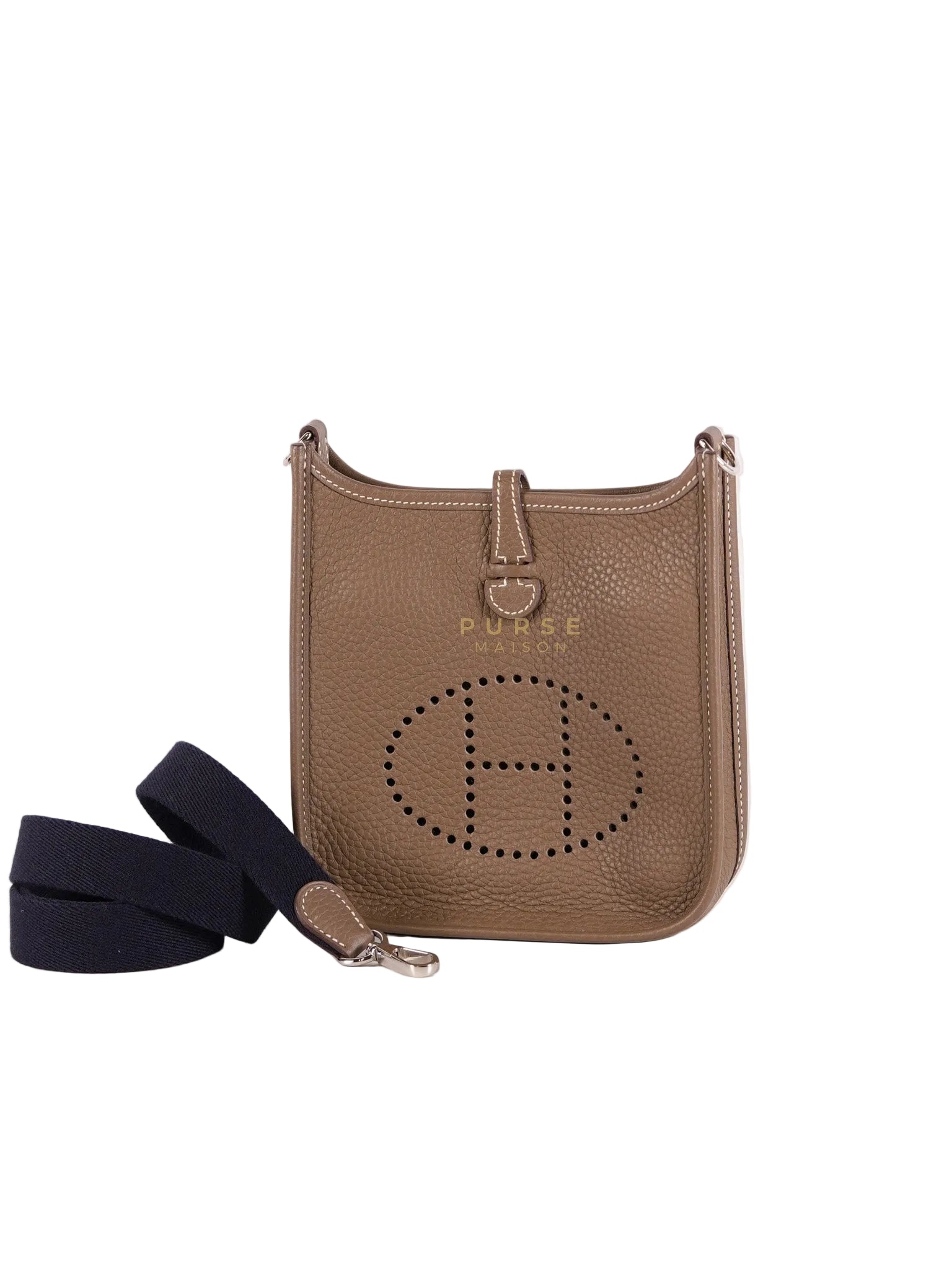 Evelyne TPM Etoupe in Clemence Leather and Palladium Hardware Stamp Y (2020) | Purse Maison Luxury Bags Shop