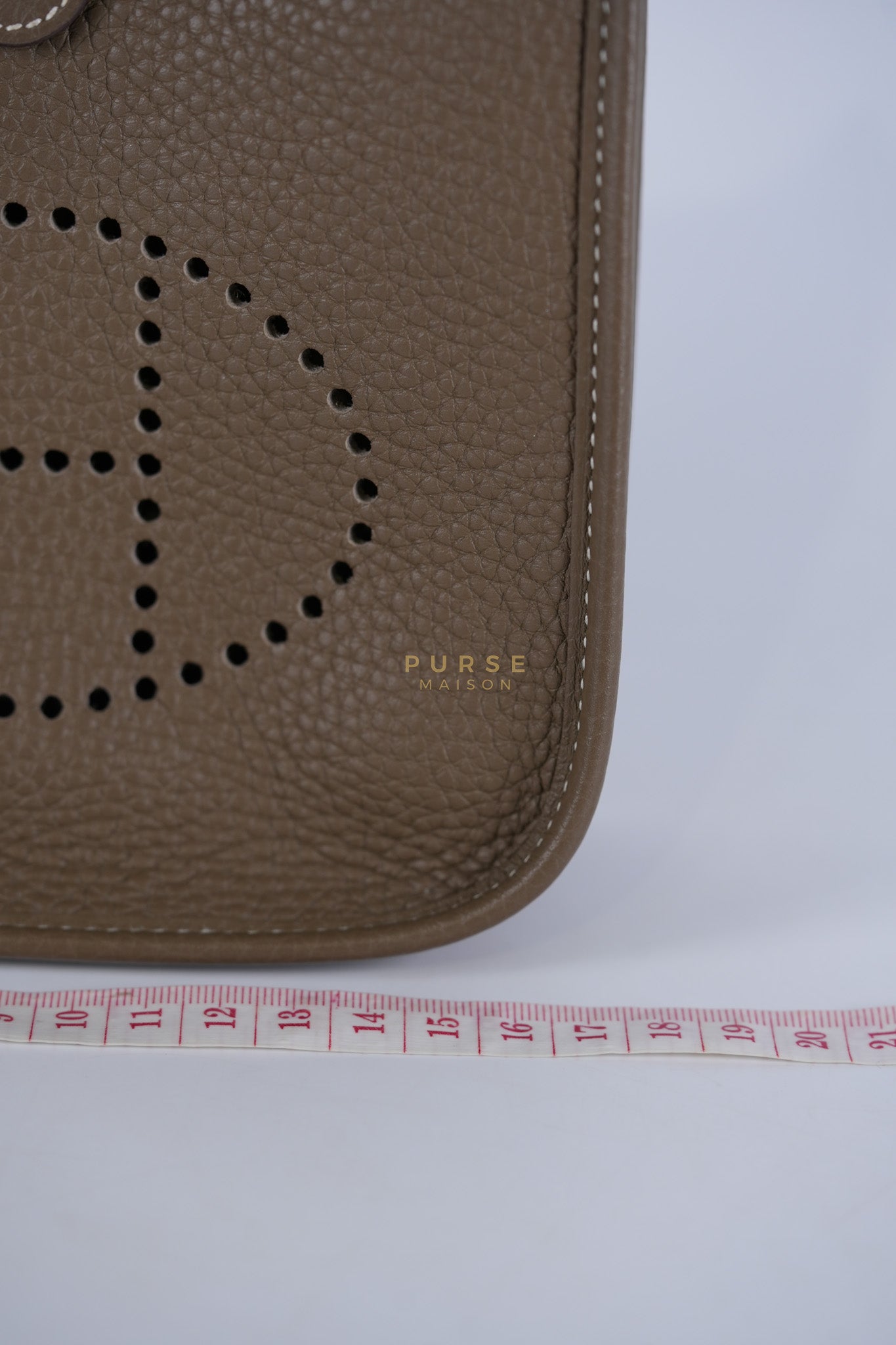 Evelyne TPM Etoupe in Clemence Leather and Palladium Hardware Stamp Y (2020) | Purse Maison Luxury Bags Shop