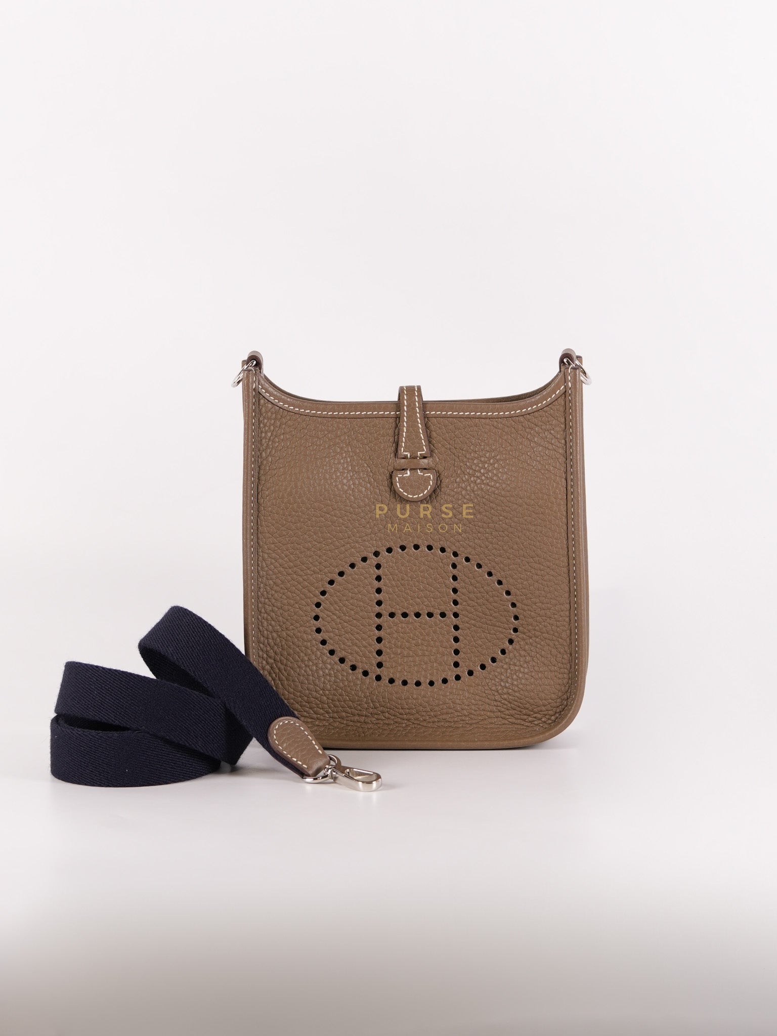 Evelyne TPM Etoupe in Clemence Leather and Palladium Hardware Stamp Y (2020) | Purse Maison Luxury Bags Shop