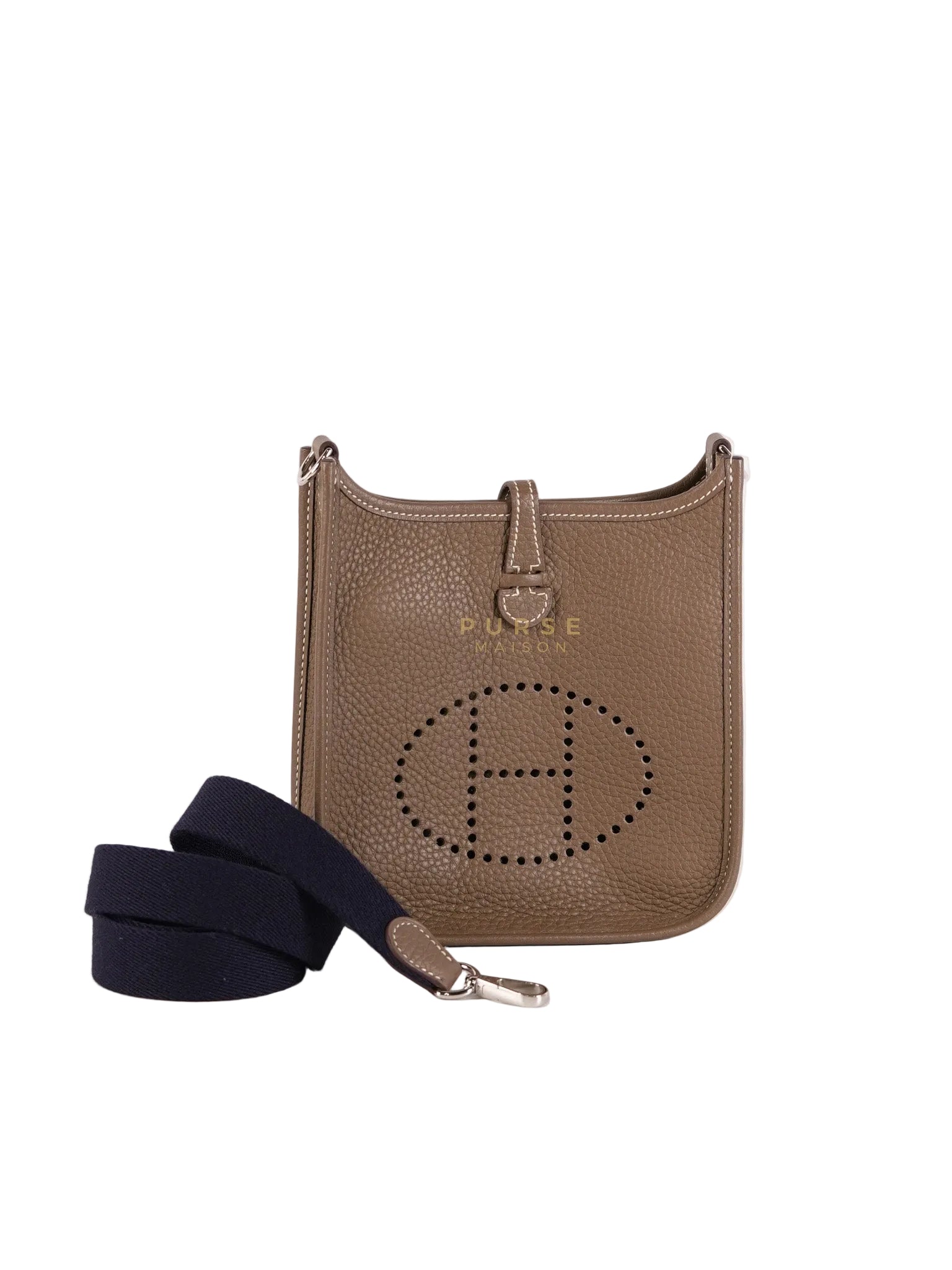 Evelyne TPM Etoupe in Clemence Leather and Palladium Hardware Stamp Y (2020) | Purse Maison Luxury Bags Shop