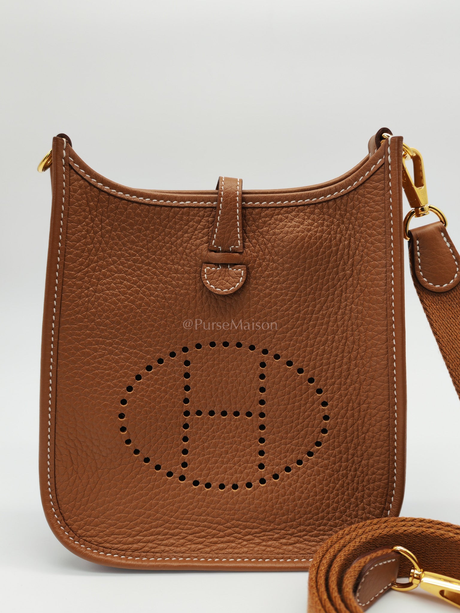 Evelyne TPM Gold Clemence Leather and Gold Hardware Stamp W(2024) | Purse Maison Luxury Bags Shop