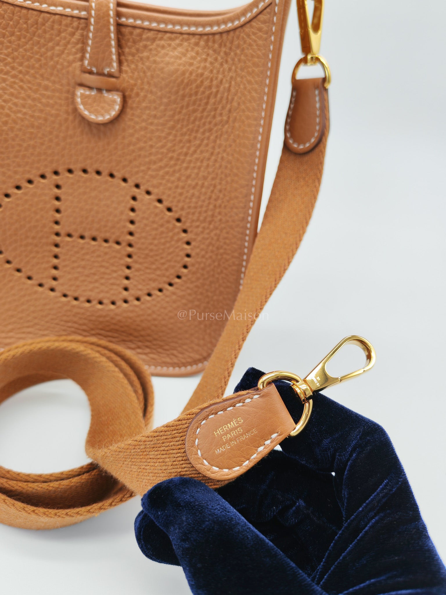 Evelyne TPM Gold Clemence Leather and Gold Hardware Stamp W(2024) | Purse Maison Luxury Bags Shop