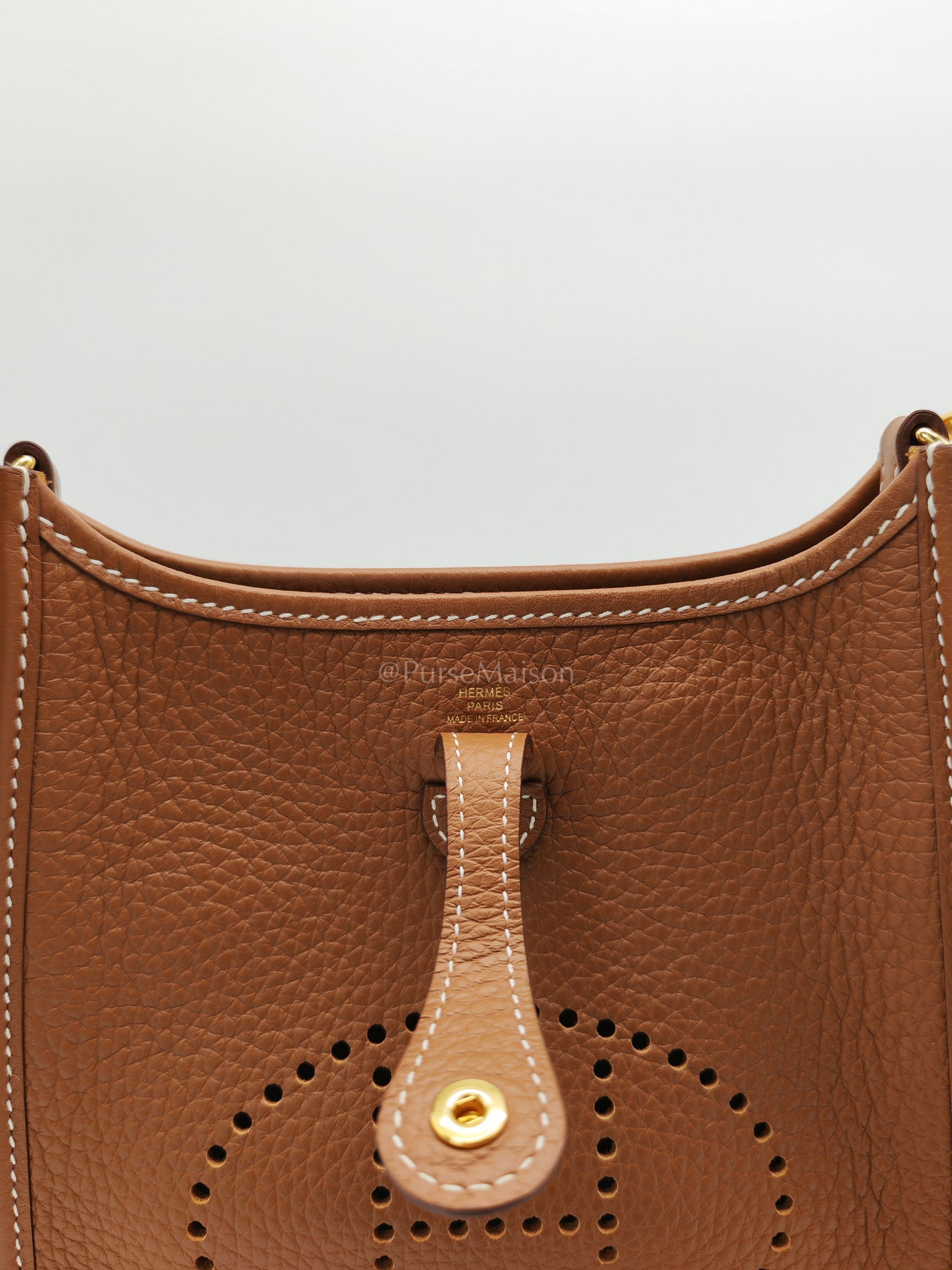 Evelyne TPM Gold Clemence Leather and Gold Hardware Stamp W(2024) | Purse Maison Luxury Bags Shop