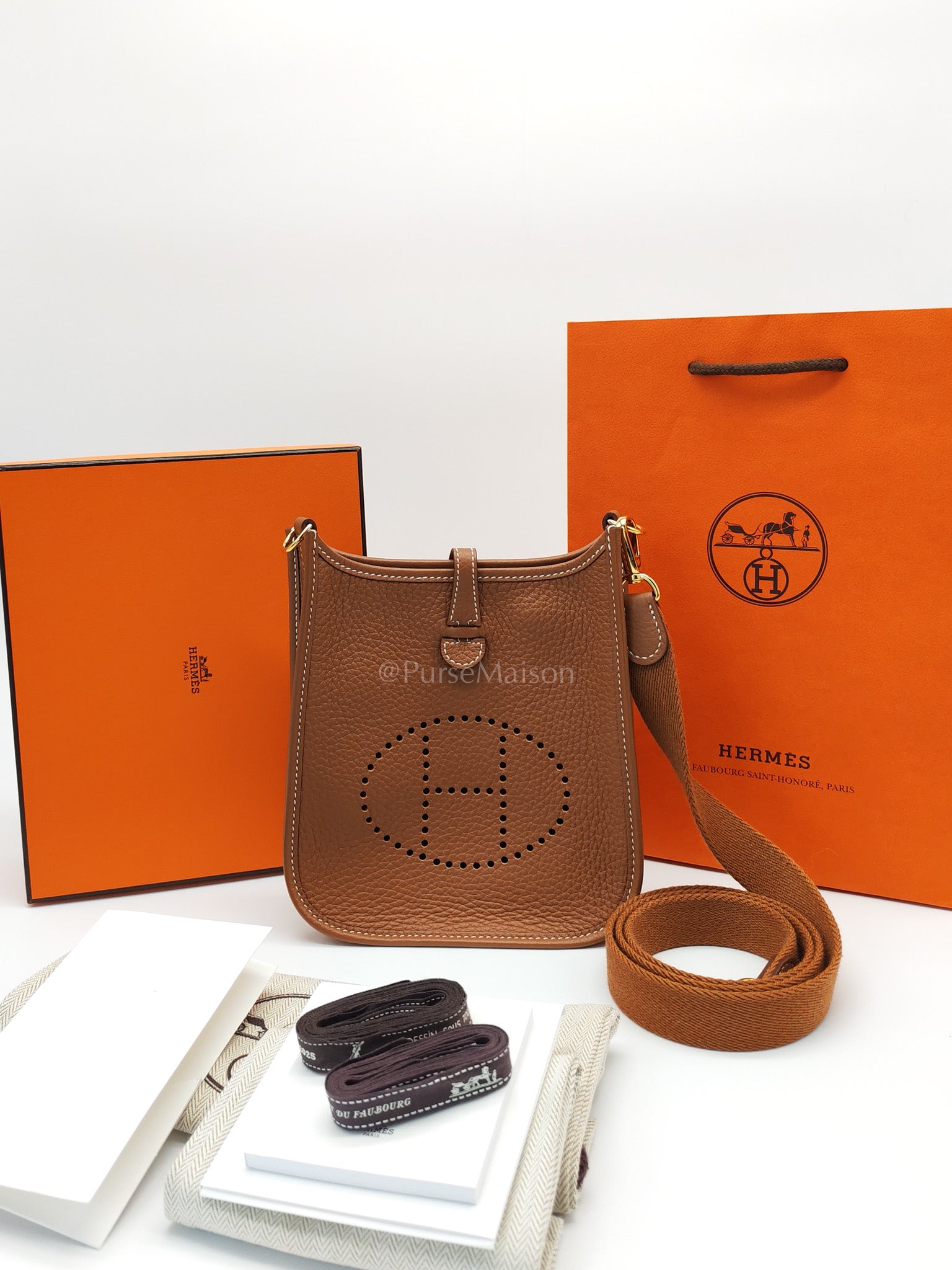 Evelyne TPM Gold Clemence Leather and Gold Hardware Stamp W(2024) | Purse Maison Luxury Bags Shop