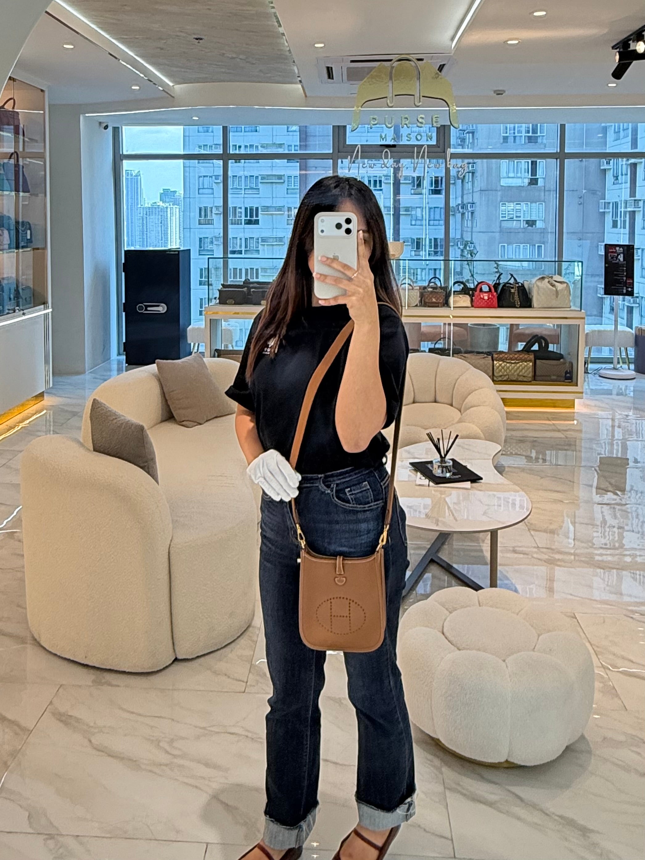 Evelyne TPM Gold Clemence Leather and Gold Hardware Stamp W(2024) | Purse Maison Luxury Bags Shop