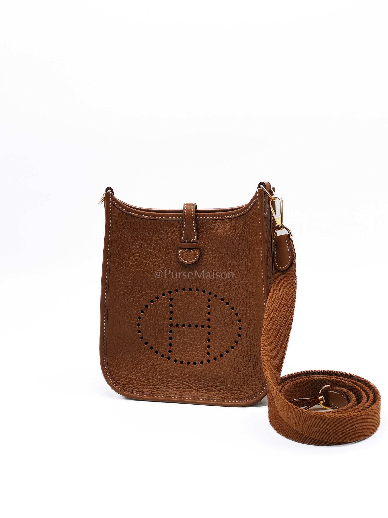 Evelyne TPM Gold Clemence Leather and Gold Hardware Stamp W(2024) | Purse Maison Luxury Bags Shop