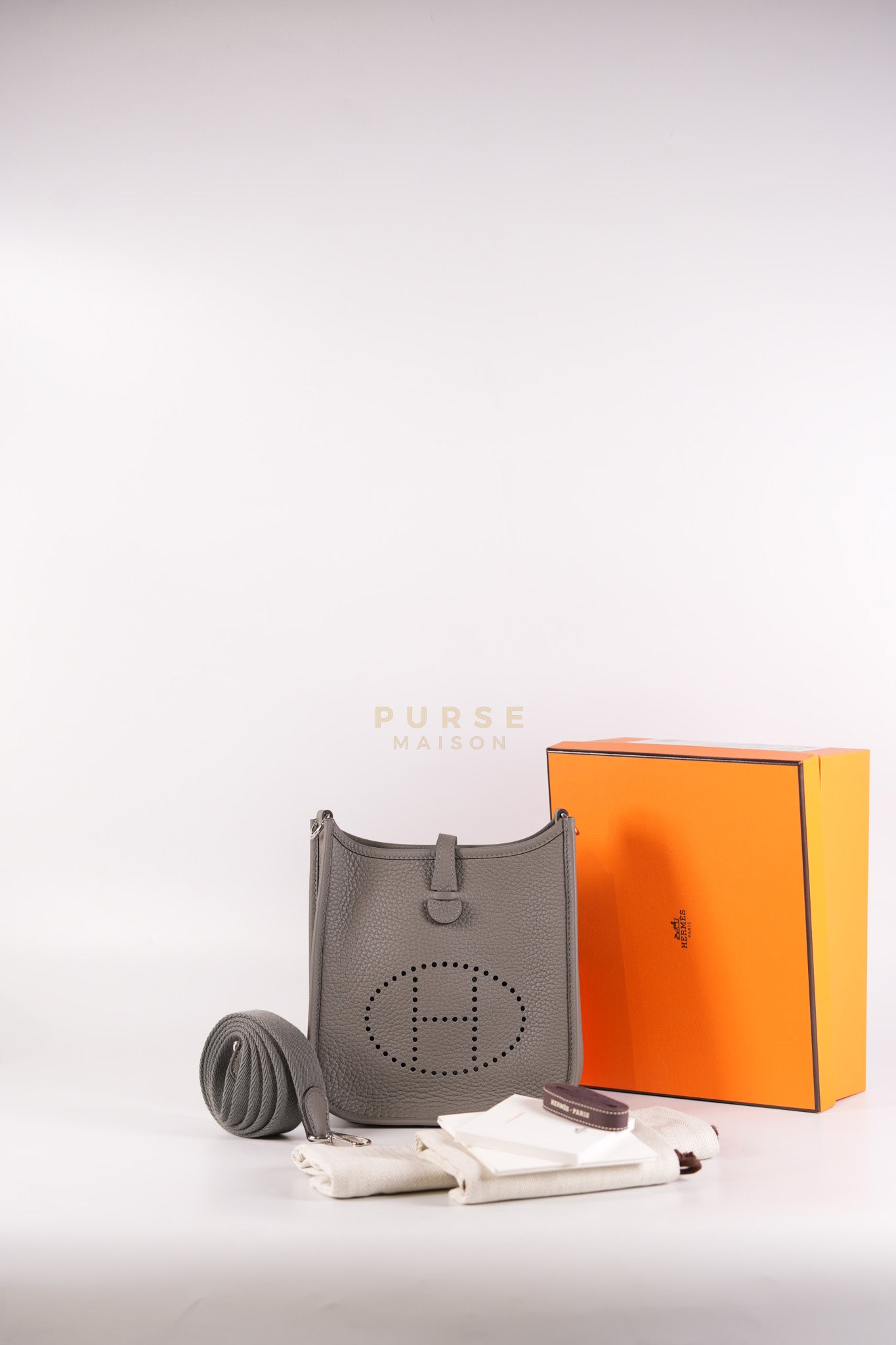 Evelyne TPM Gris Meyer Clemence Leather Palladium Hardware Stamp K(2025) | Purse Maison Luxury Bags Shop