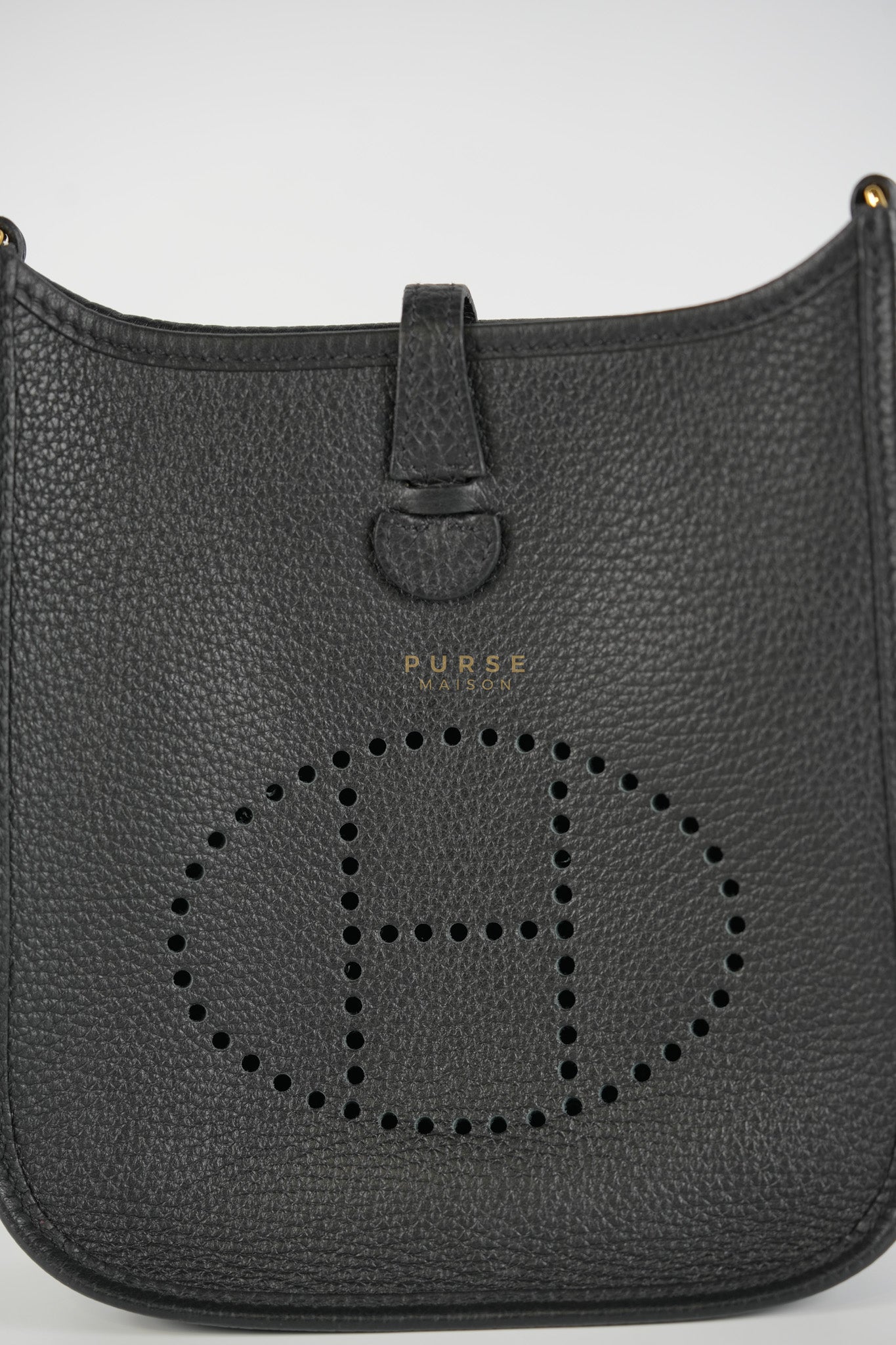 Evelyne TPM in Black Clemence Leather and Gold Hardware Stamp B (2023) | Purse Maison Luxury Bags Shop