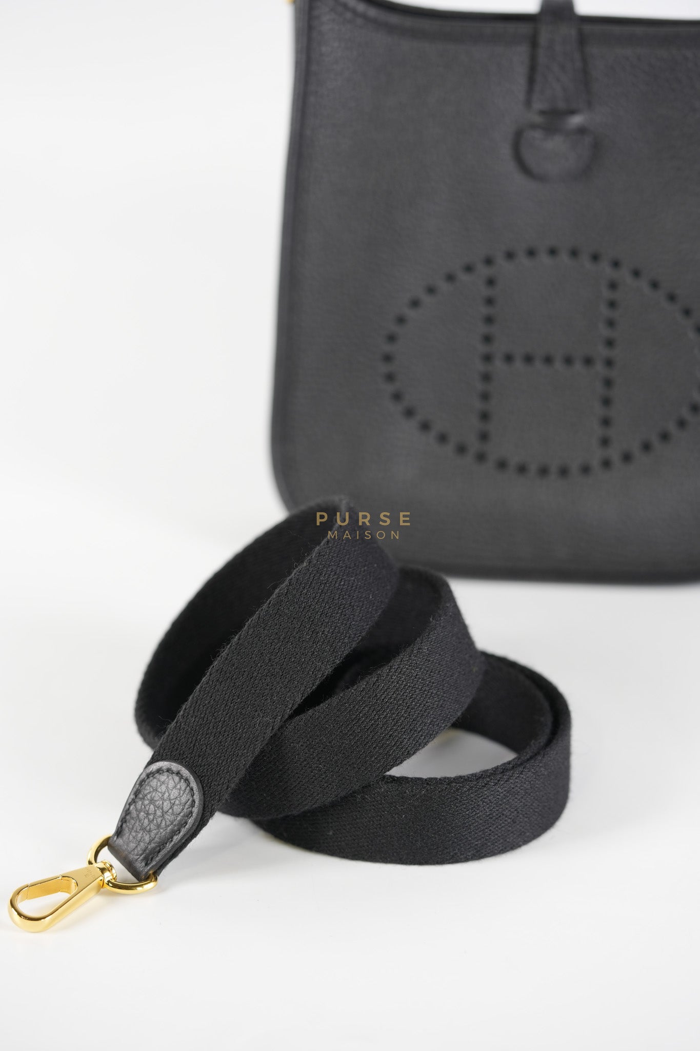 Evelyne TPM in Black Clemence Leather and Gold Hardware Stamp B (2023) | Purse Maison Luxury Bags Shop