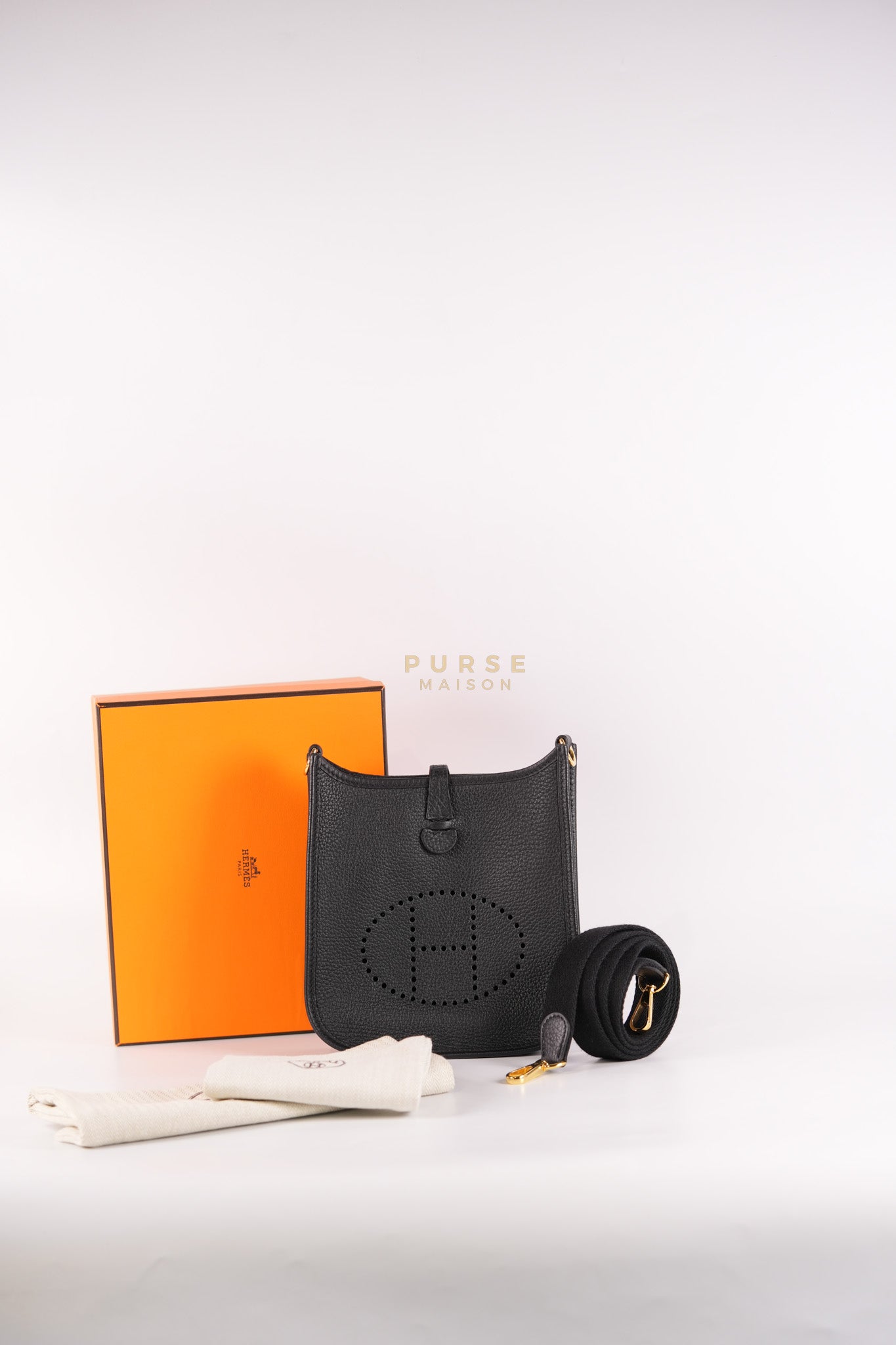 Evelyne TPM in Black Clemence Leather and Gold Hardware Stamp B (2023) | Purse Maison Luxury Bags Shop