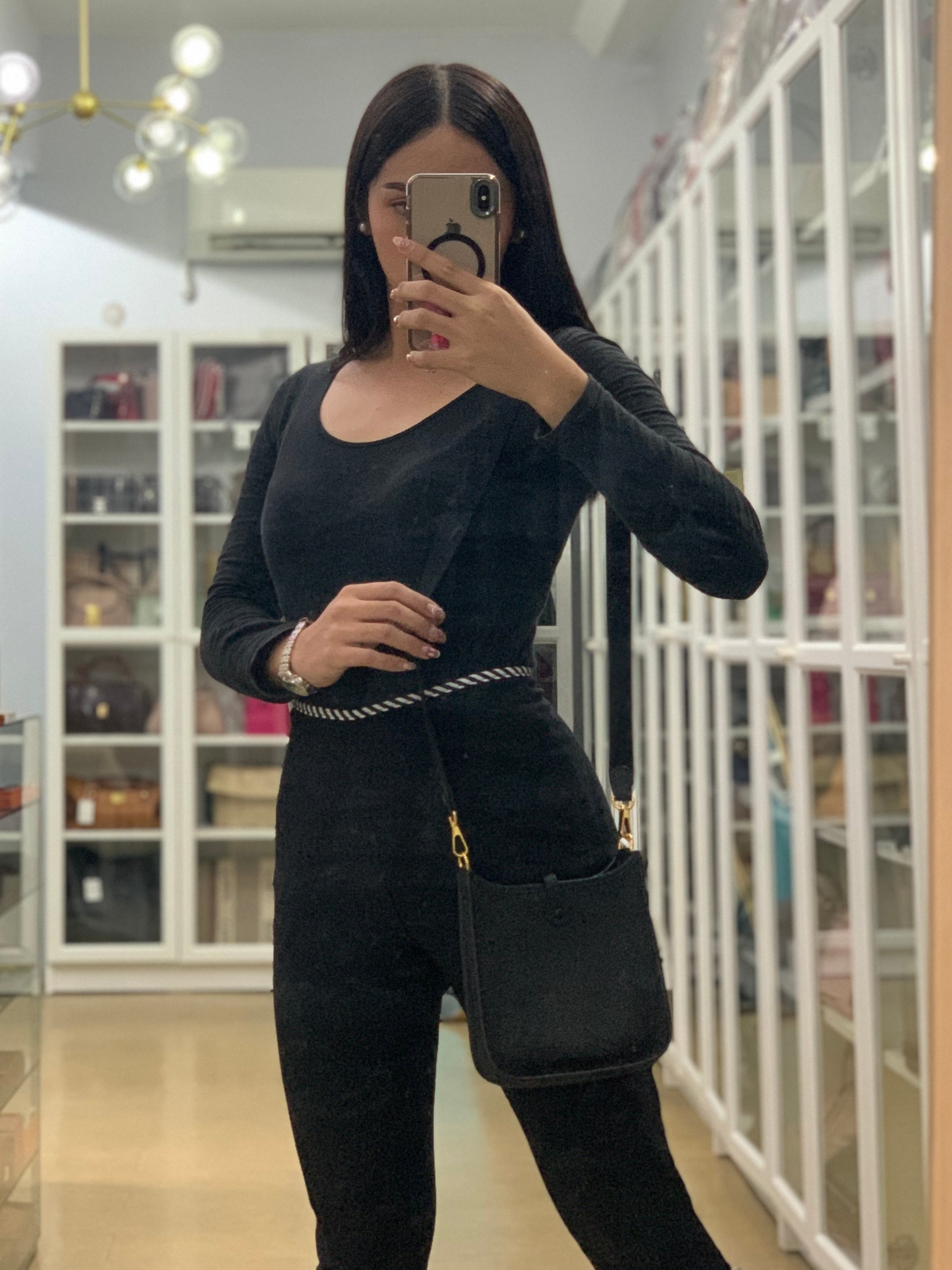 Evelyne 16 TPM in Black Clemence Leather and Gold Hardware Stamp K (2025) | Purse Maison Luxury Bags Shop