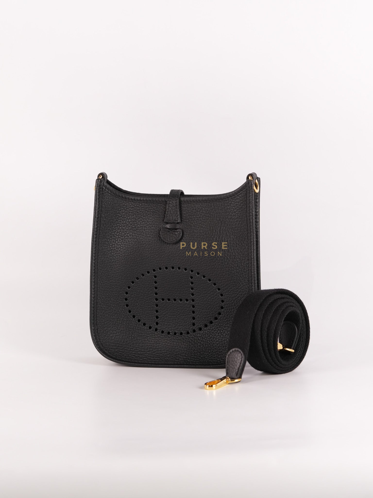 Evelyne TPM in Black Clemence Leather and Gold Hardware Stamp B (2023) | Purse Maison Luxury Bags Shop