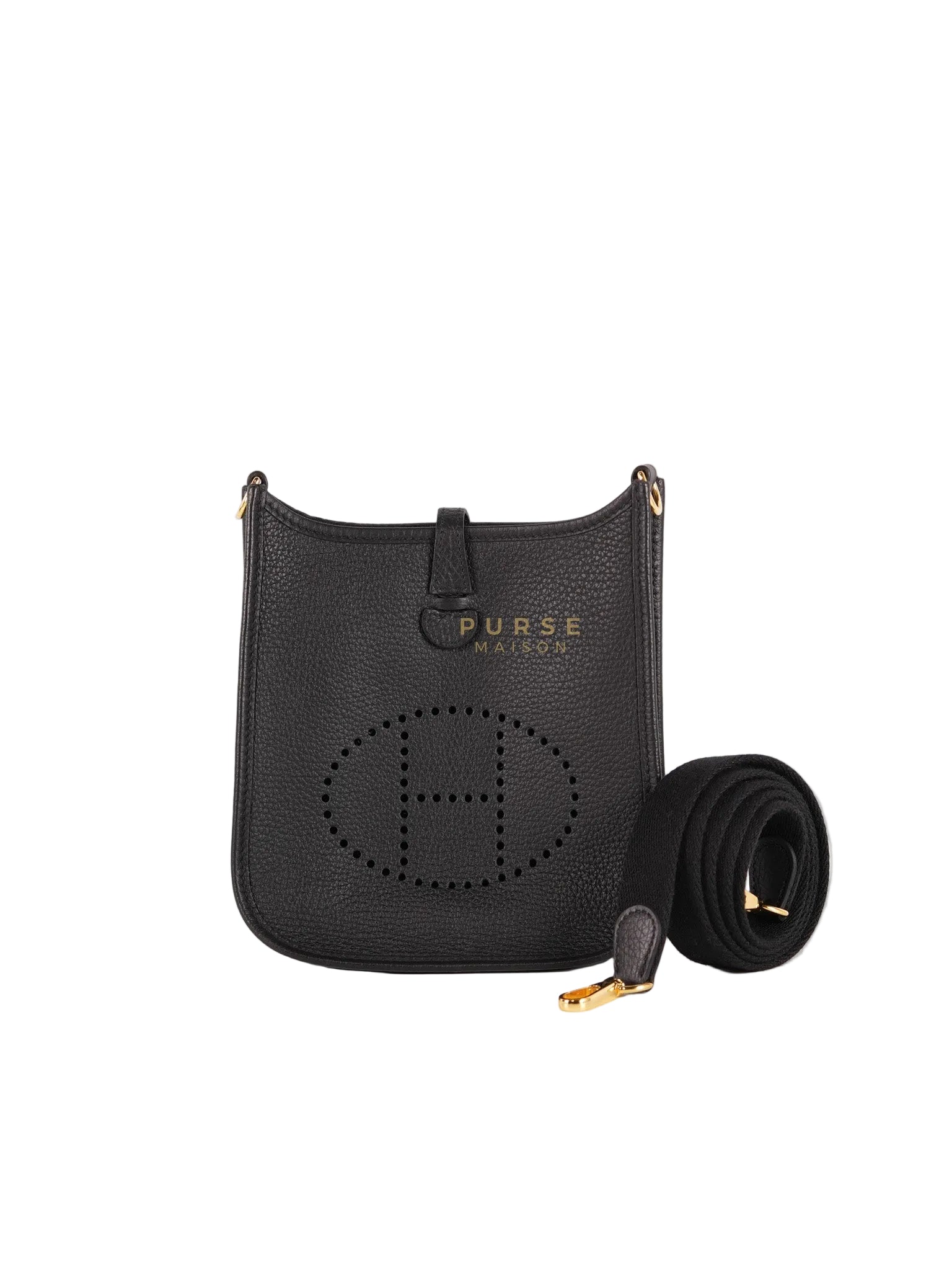 Evelyne TPM in Black Clemence Leather and Gold Hardware Stamp B (2023) | Purse Maison Luxury Bags Shop