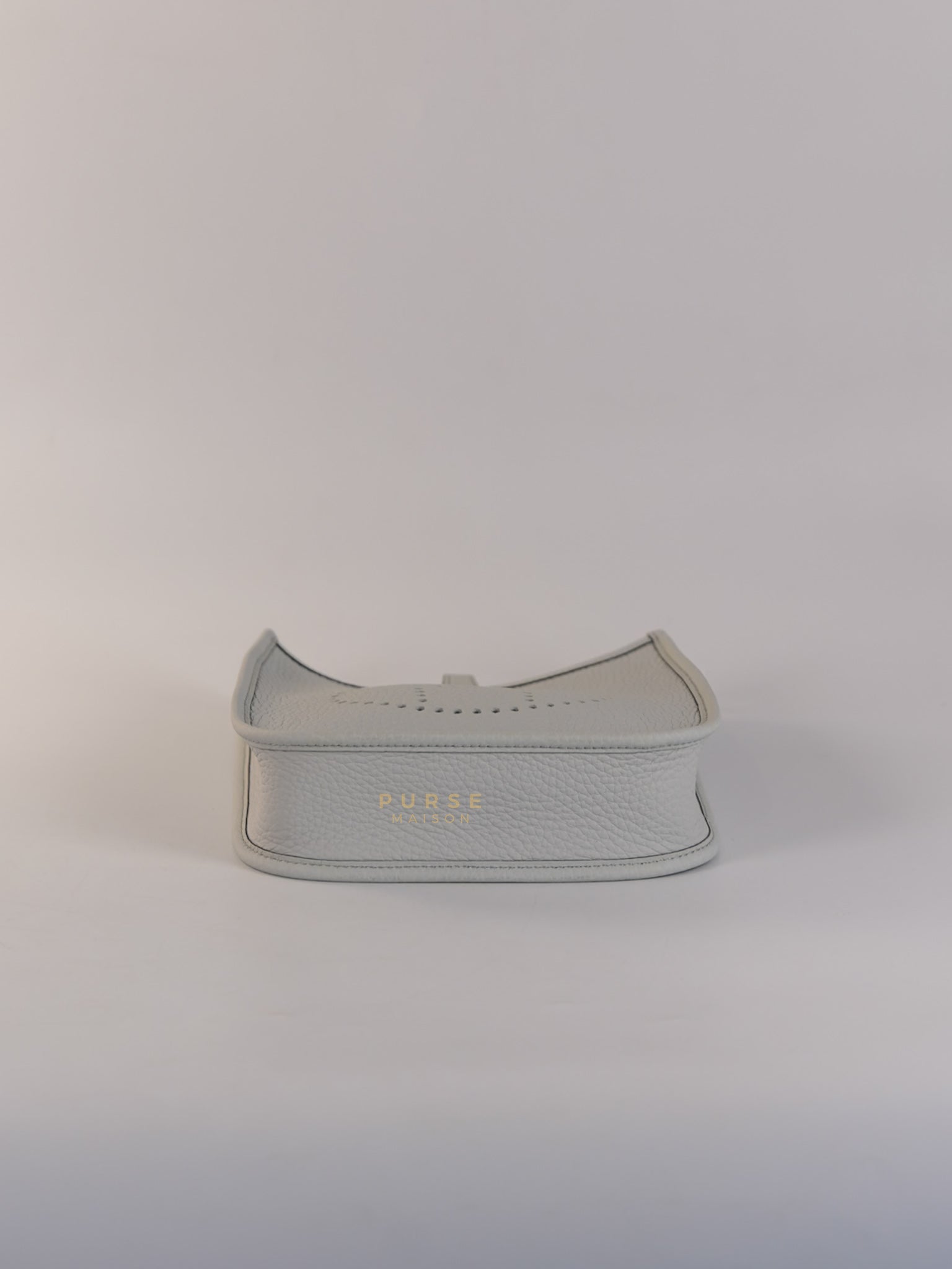 Evelyne TPM in Bleu Pale Taurillon Clemence Leather in Gold Hardware Stamp W (2024) | Purse Maison Luxury Bags Shop