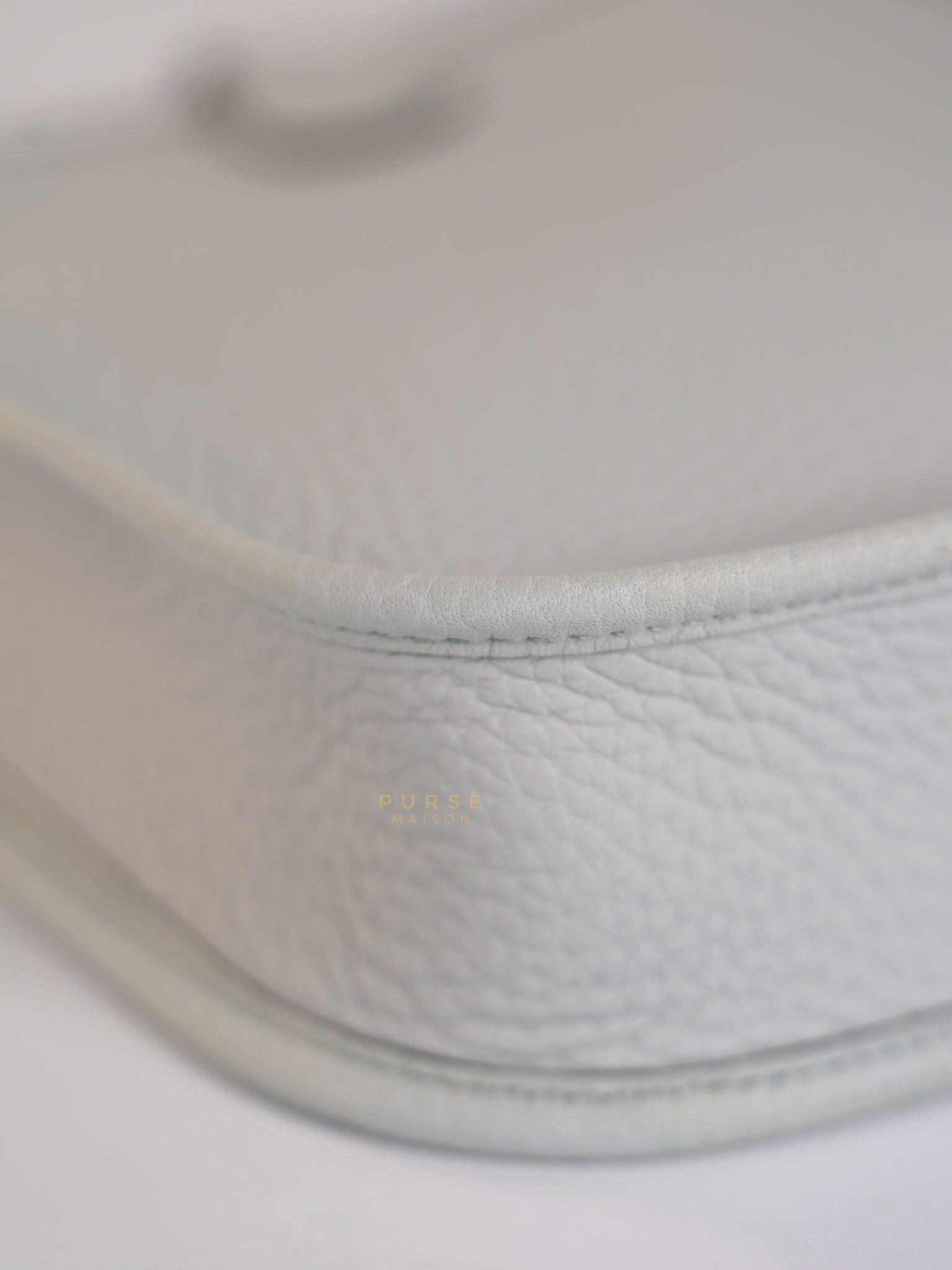 Evelyne TPM in Bleu Pale Taurillon Clemence Leather in Gold Hardware Stamp W (2024) | Purse Maison Luxury Bags Shop