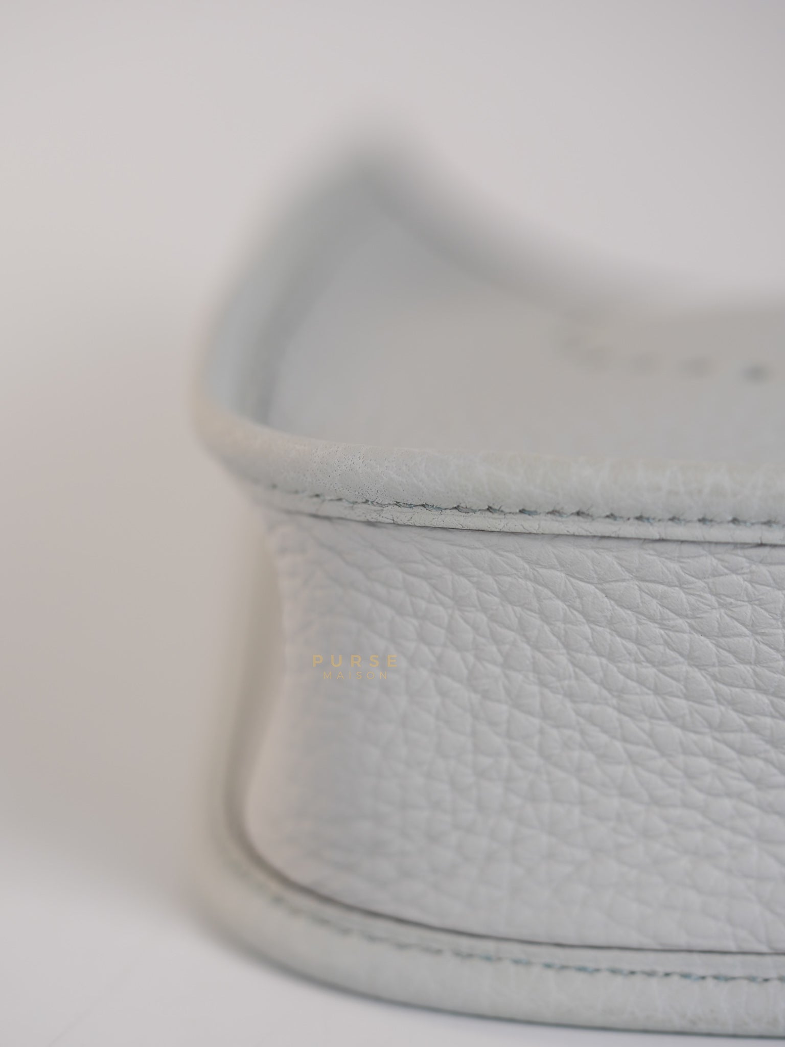 Evelyne TPM in Bleu Pale Taurillon Clemence Leather in Gold Hardware Stamp W (2024) | Purse Maison Luxury Bags Shop