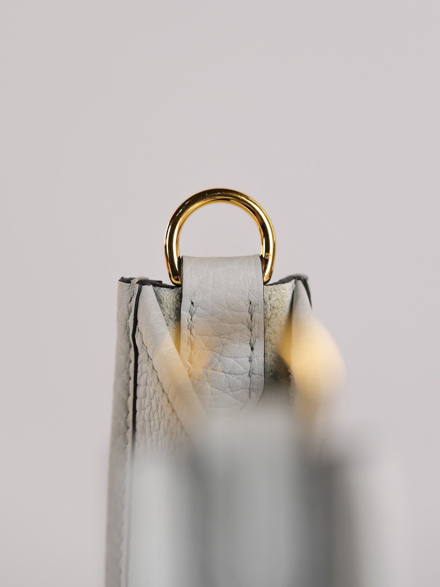 Evelyne TPM in Bleu Pale Taurillon Clemence Leather in Gold Hardware Stamp W (2024) | Purse Maison Luxury Bags Shop