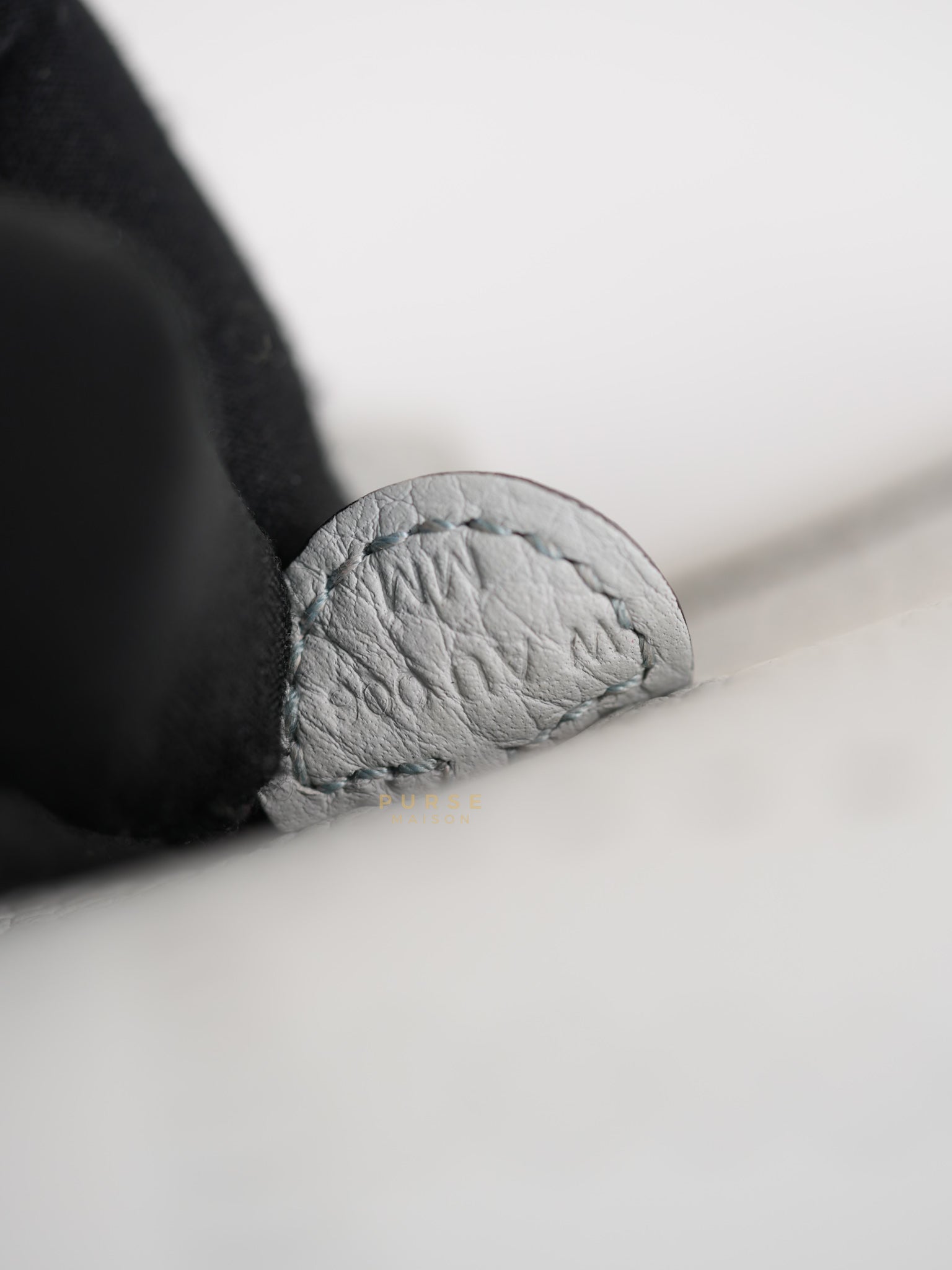 Evelyne TPM in Bleu Pale Taurillon Clemence Leather in Gold Hardware Stamp W (2024) | Purse Maison Luxury Bags Shop