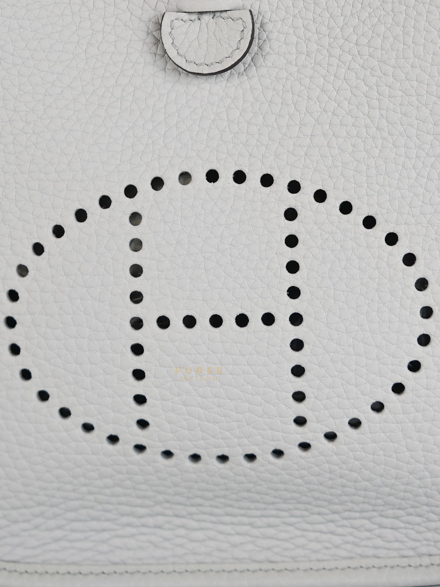 Evelyne TPM in Bleu Pale Taurillon Clemence Leather in Gold Hardware Stamp W (2024) | Purse Maison Luxury Bags Shop