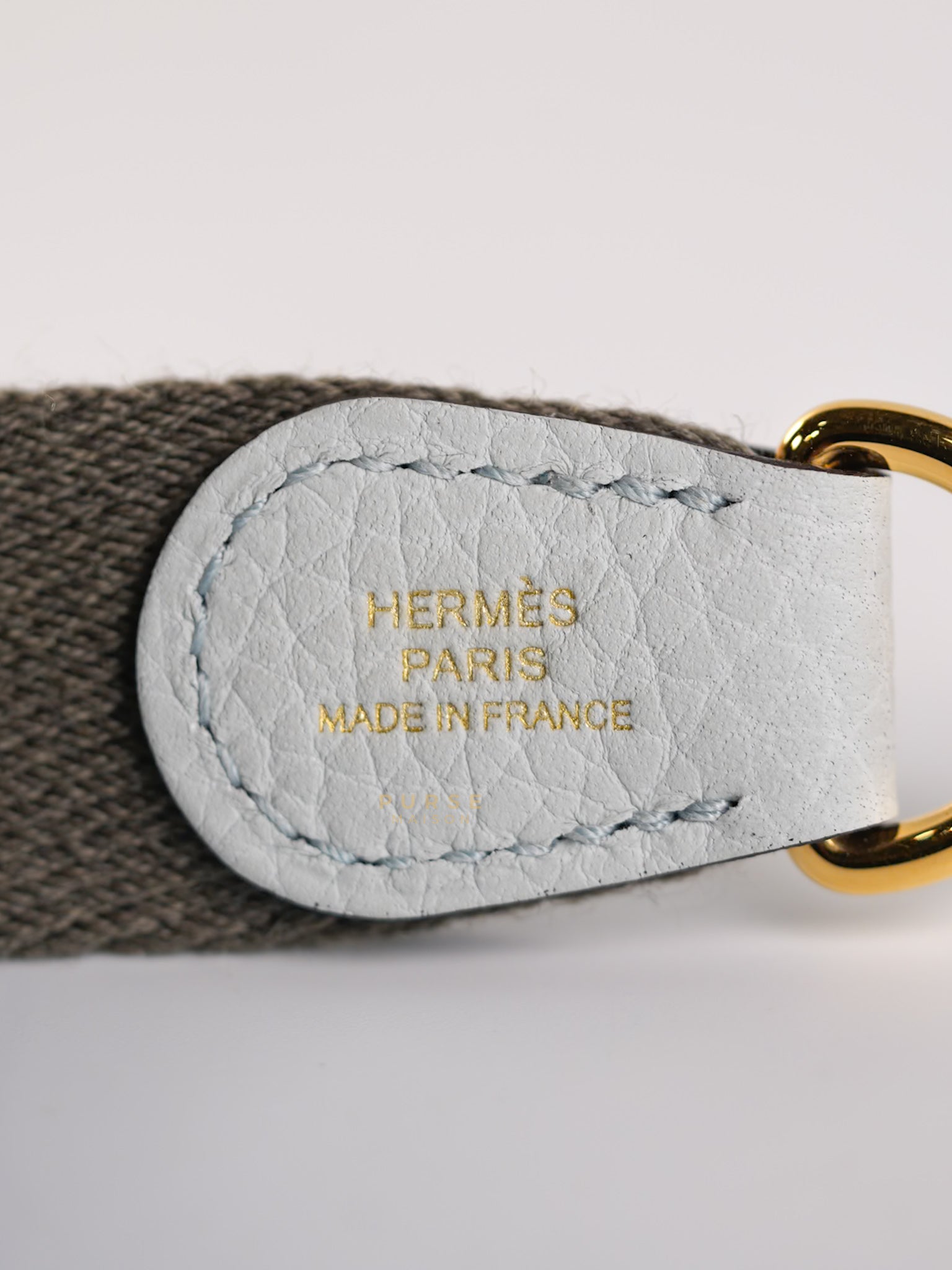 Evelyne TPM in Bleu Pale Taurillon Clemence Leather in Gold Hardware Stamp W (2024) | Purse Maison Luxury Bags Shop