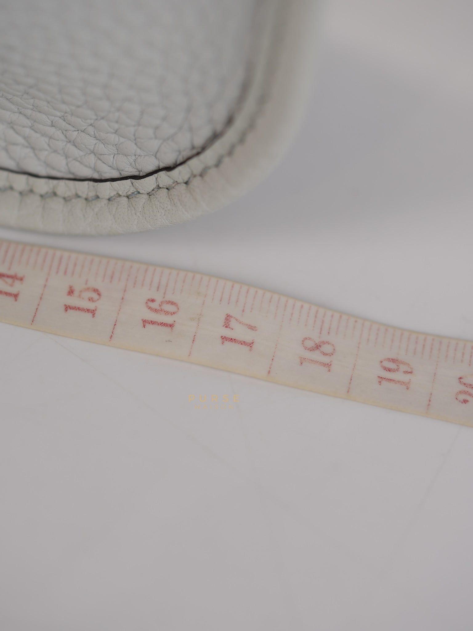 Evelyne TPM in Bleu Pale Taurillon Clemence Leather in Gold Hardware Stamp W (2024) | Purse Maison Luxury Bags Shop