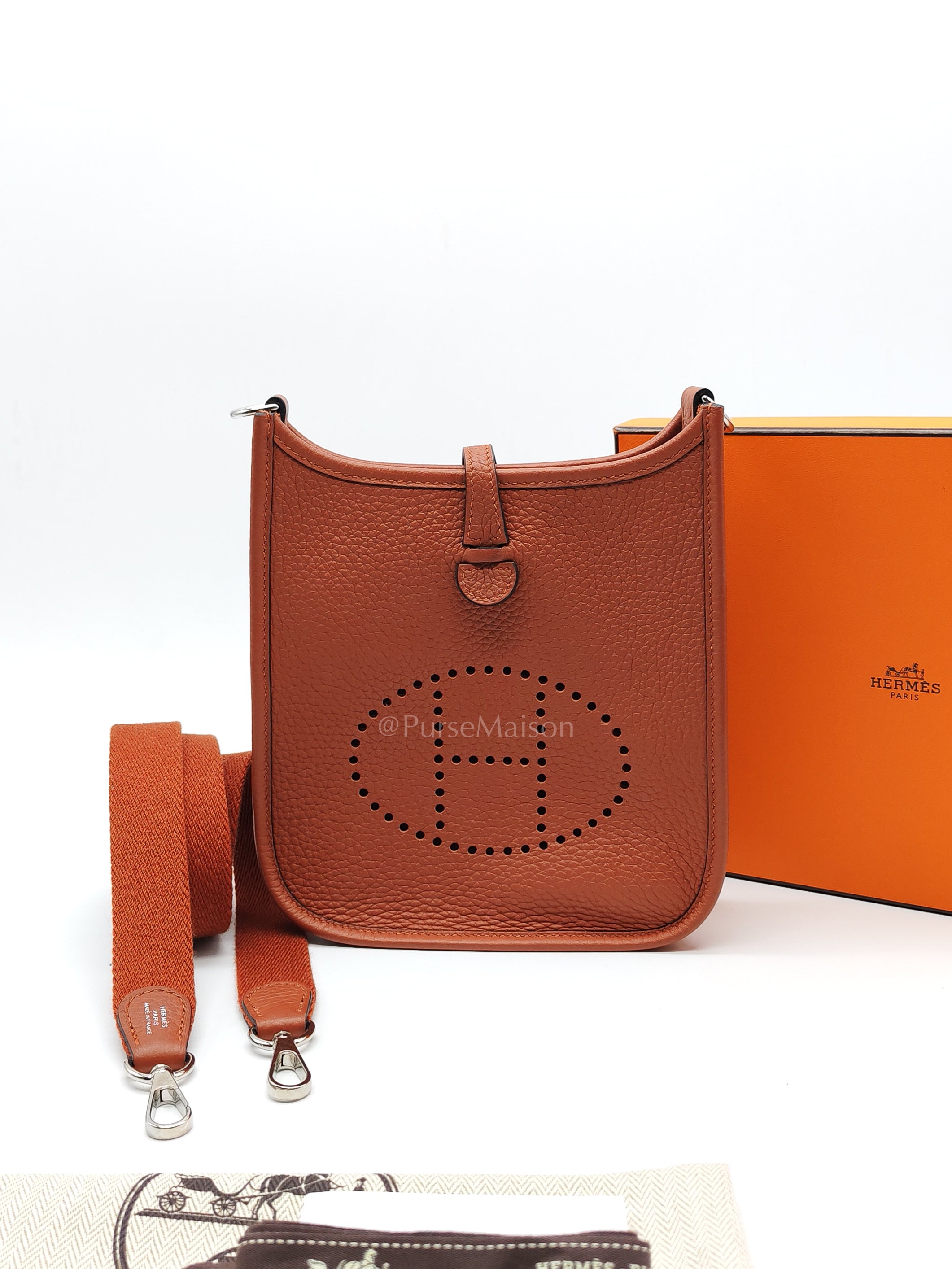 Evelyne TPM in Cuivre Clemence Leather & Palladium Hardware Stamp B (2023) | Purse Maison Luxury Bags Shop
